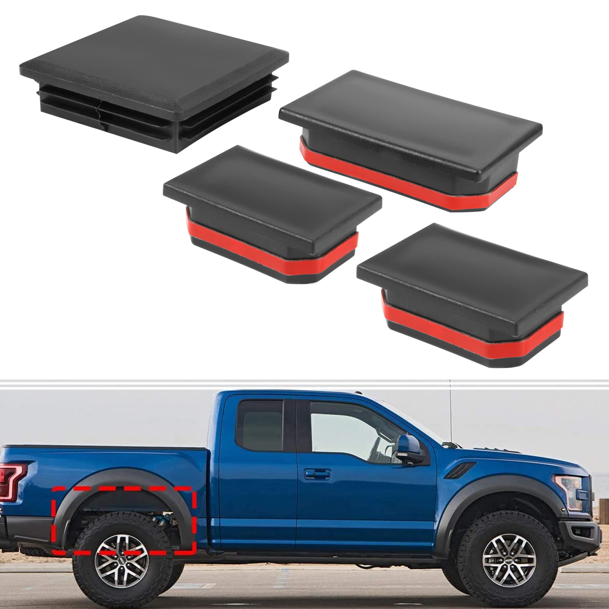 Basiker Frame Tube Hole Plug For 2017-2019 Ford F150 Raptor Anti Dirt Mud And Debris Caps Rear Left Right Wheel Well Hole Plugs 