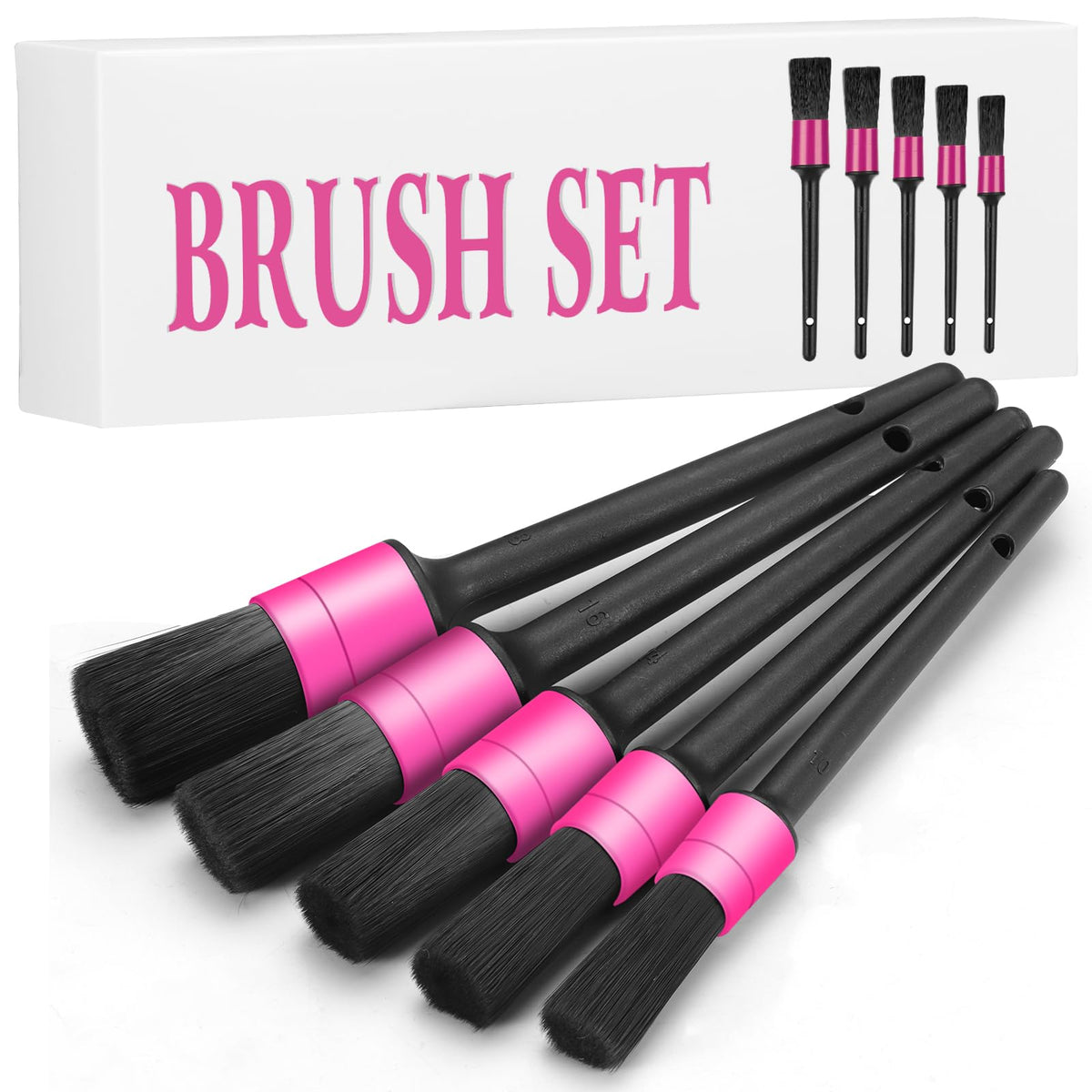 Vioview 5Pcs Car Detailing Brush Set, Car Cleaning Brush, Interior Cleaner Supplies Kit For Air Vent, Dashboard, Leather, Comput