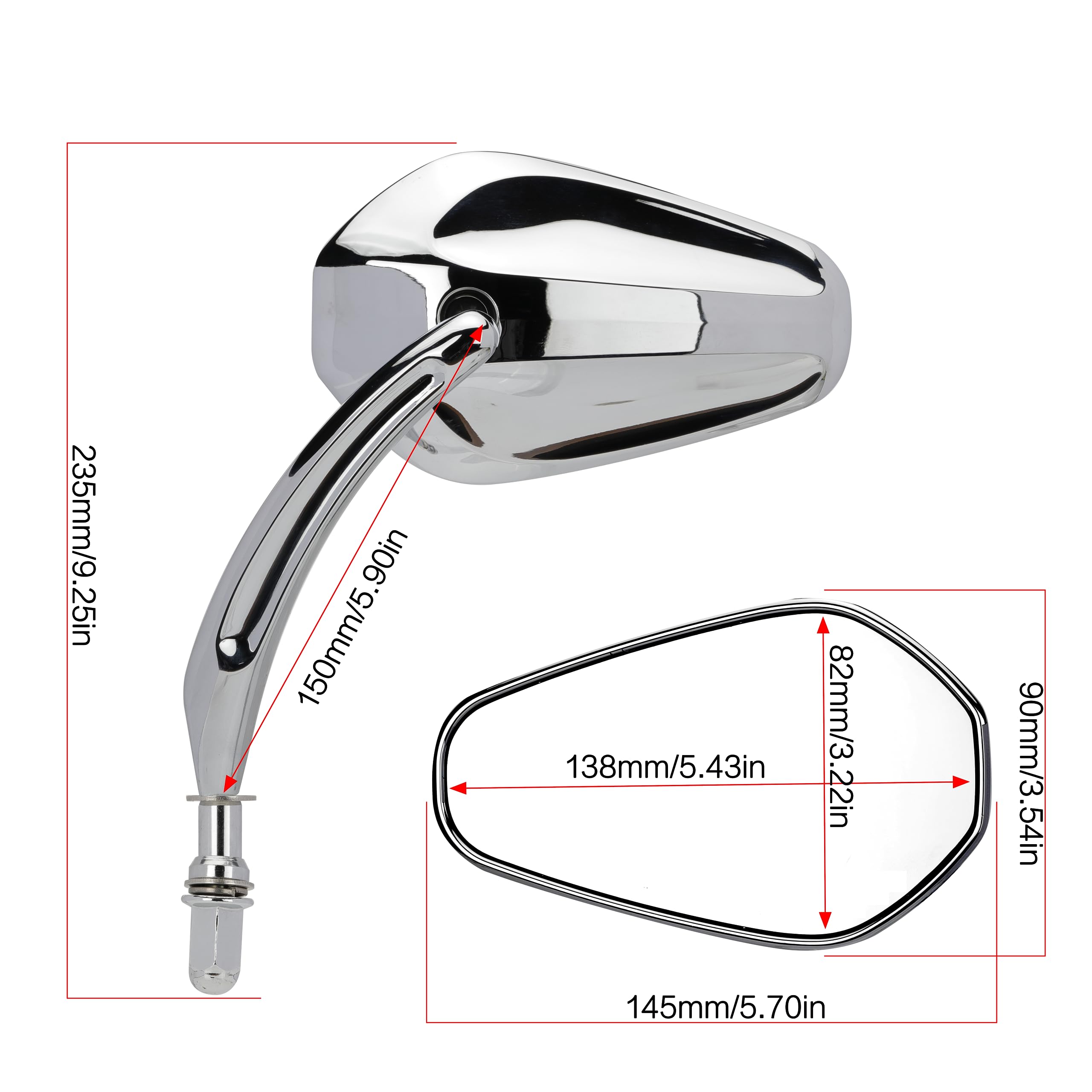 Vg Moto Motorcycle Rearview Mirror Side Mirrors 360 Degree Chrome Replacement For Harley Softail Dyna Sportster Xl 883 1200 Elec