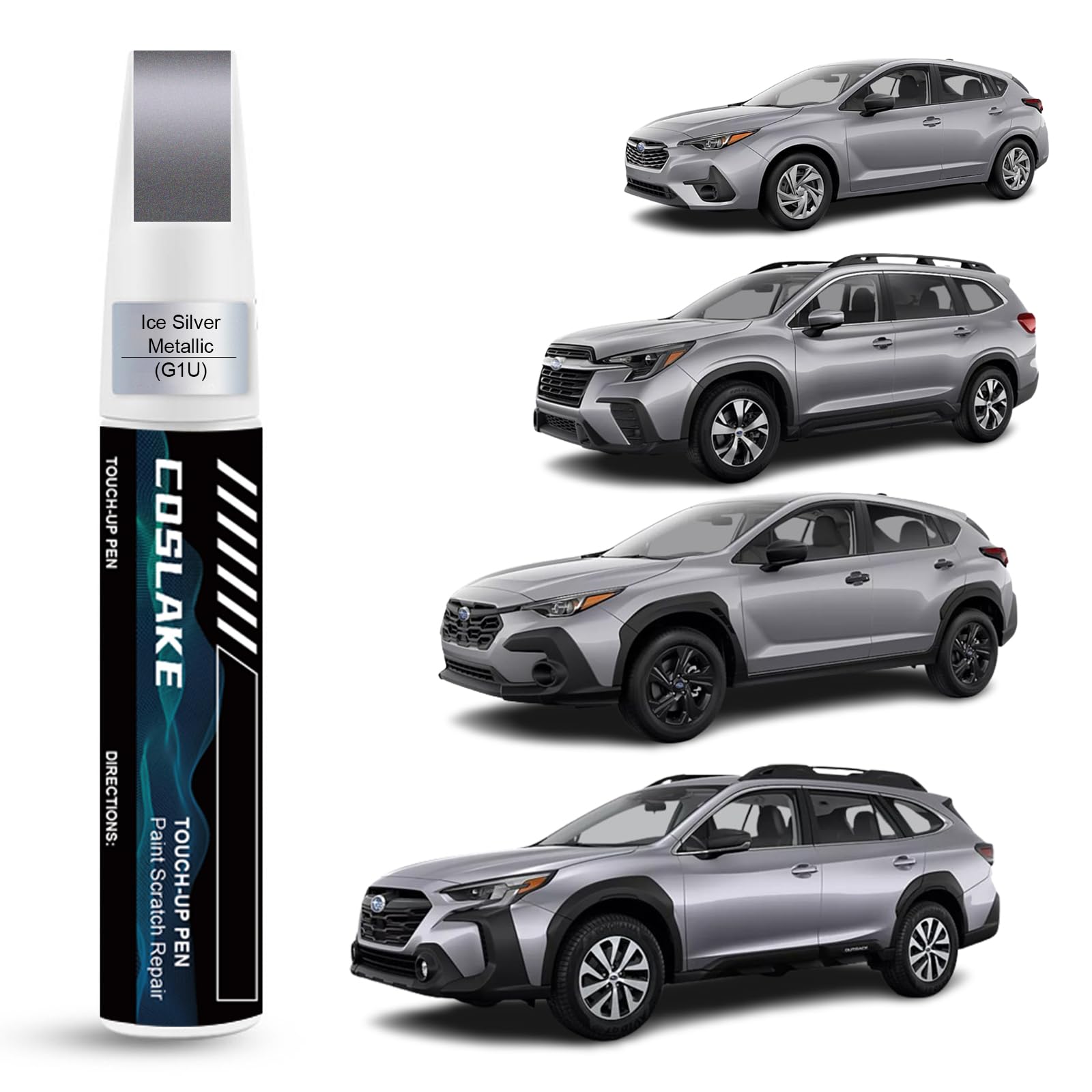 Coslake Car Touch Up Paint(Ice Silver Metallic(G1U)) For Subaru, Car Paint Scratch Repair Kit, Quick & Easy Solution To Repair,