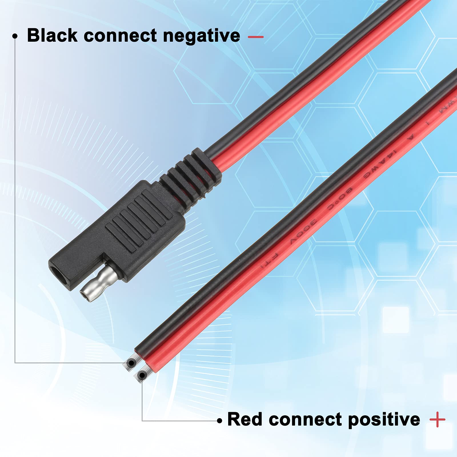 Frienda 14 AWG Connectors Cable Compatible with SAE 30cm 2 Pin Single Plug Disconnect Power Automotive Extension Cable for Motor