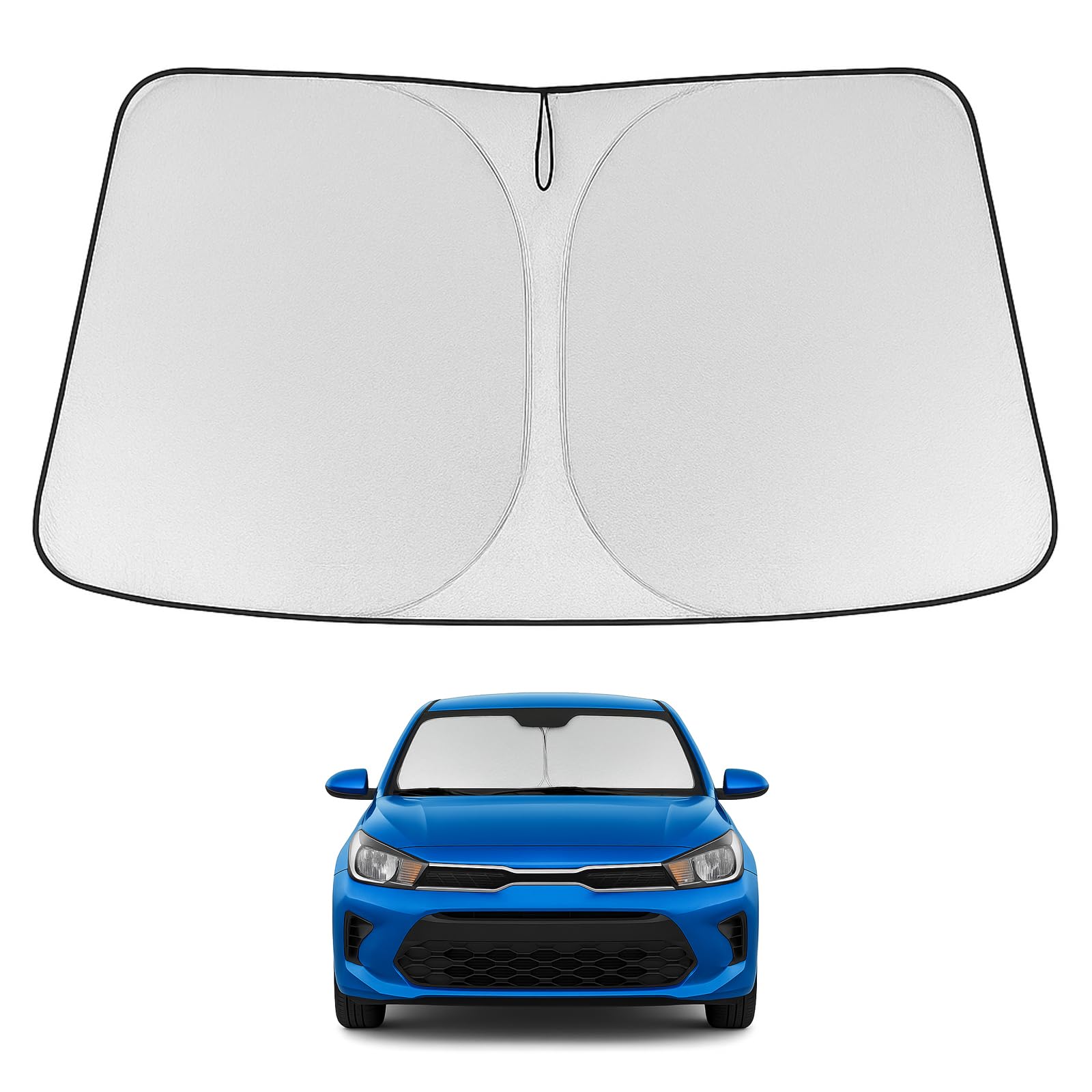 Proadsy 2025 Upgrade Windshield Sun Shade Custom Fit 2018-2023 2024 2025 Kia Rio Foldable Front Sunshade Protector Sun Visor Blo