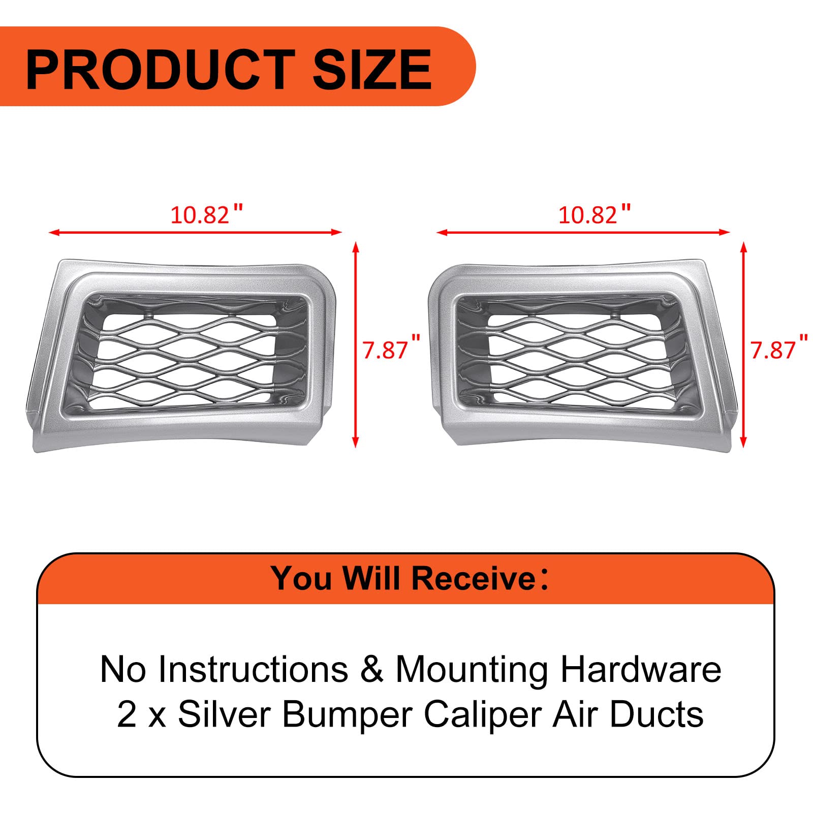ECOTRIC Bumper Caliper Air Duct Vent Trim Compatible with 2003-2007 Chevy Chevrolet Silverado 1500 New Pair Silver Right & Left