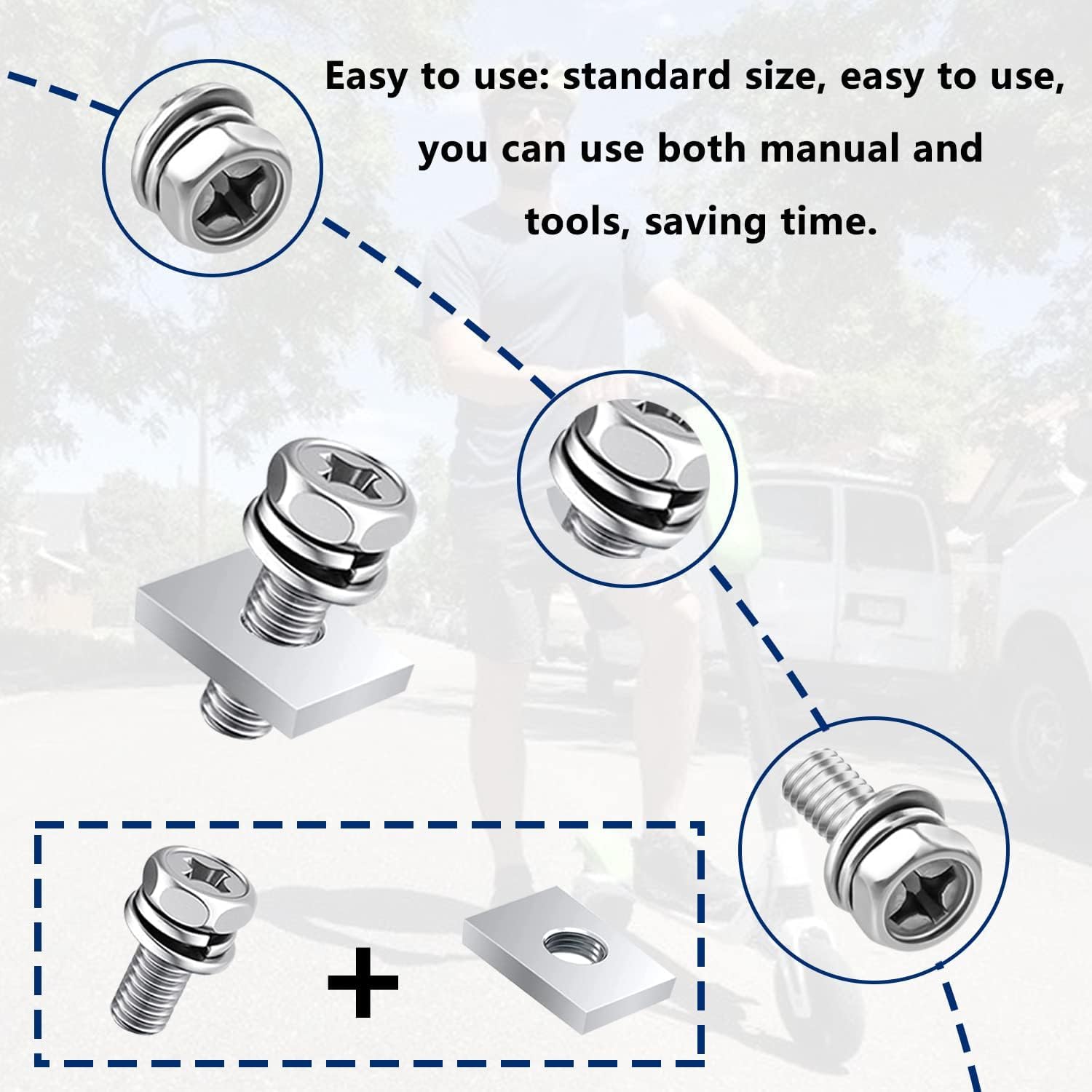 Smseace 60Pack 5-Sizes 304 Stainless Steel Battery Bolts And Nuts M6X10/12/16/18/20Mm Atv Battery Bolt Motorcycle Battery Termin