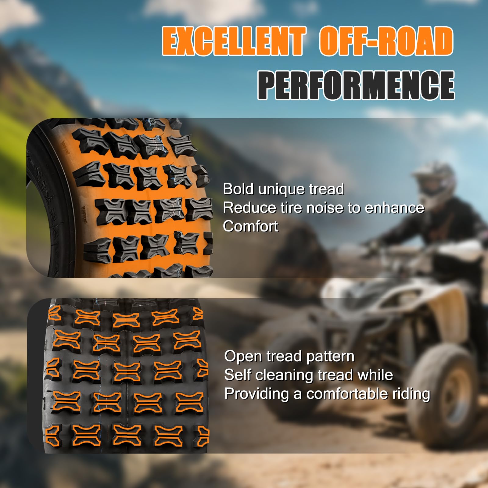 TRIPOWER 22x10-9 ATV UTV Tires 22x10x9 All Terrain Knobby Sport Tires for All Trail Sand Mud Off-Road Tire, 6-Ply Tubeless, Pair