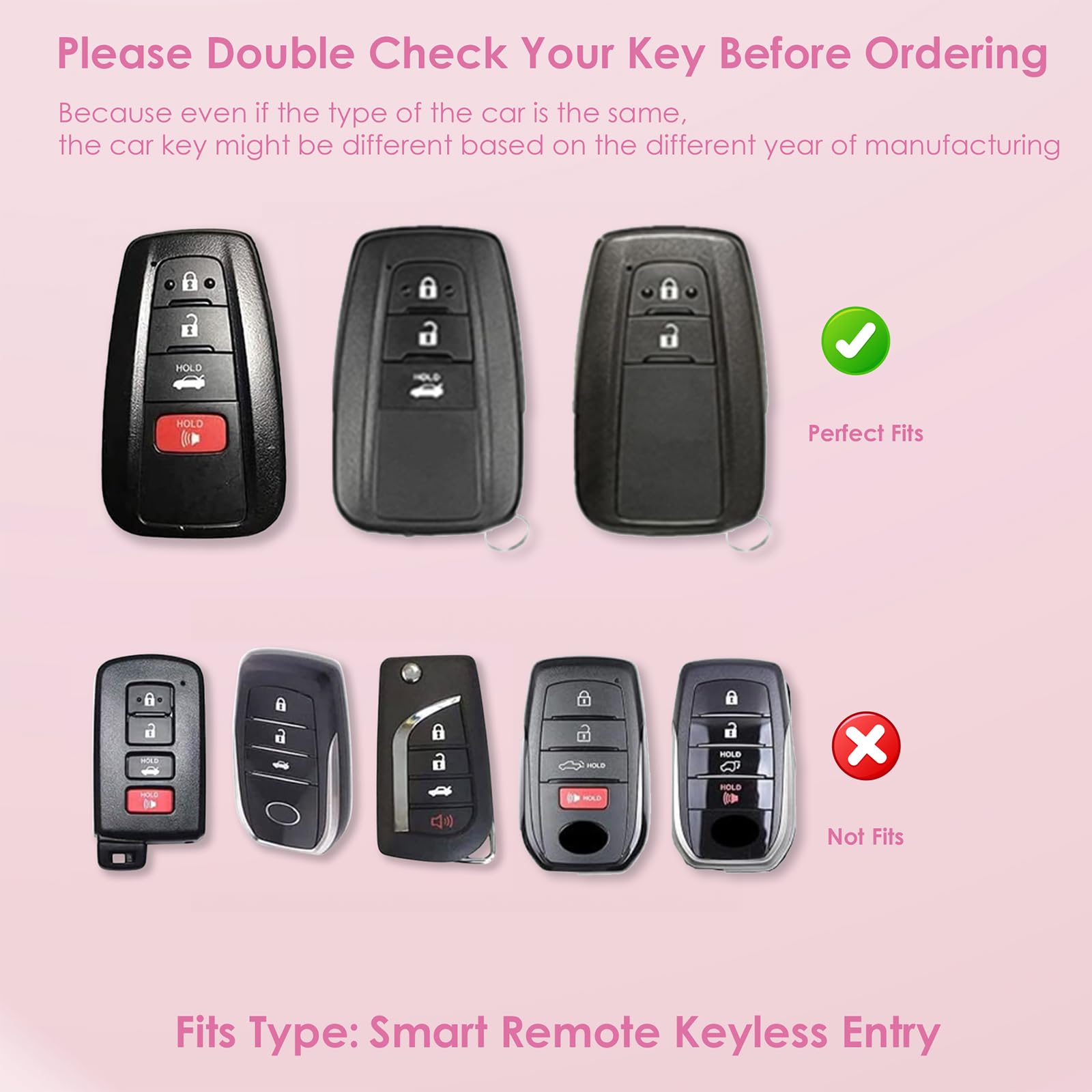 Meruns for Toyota key fob cover with Diamond Bling Keychain, Car Accessories Key holder Shell Full Protection for 2018-2024 High