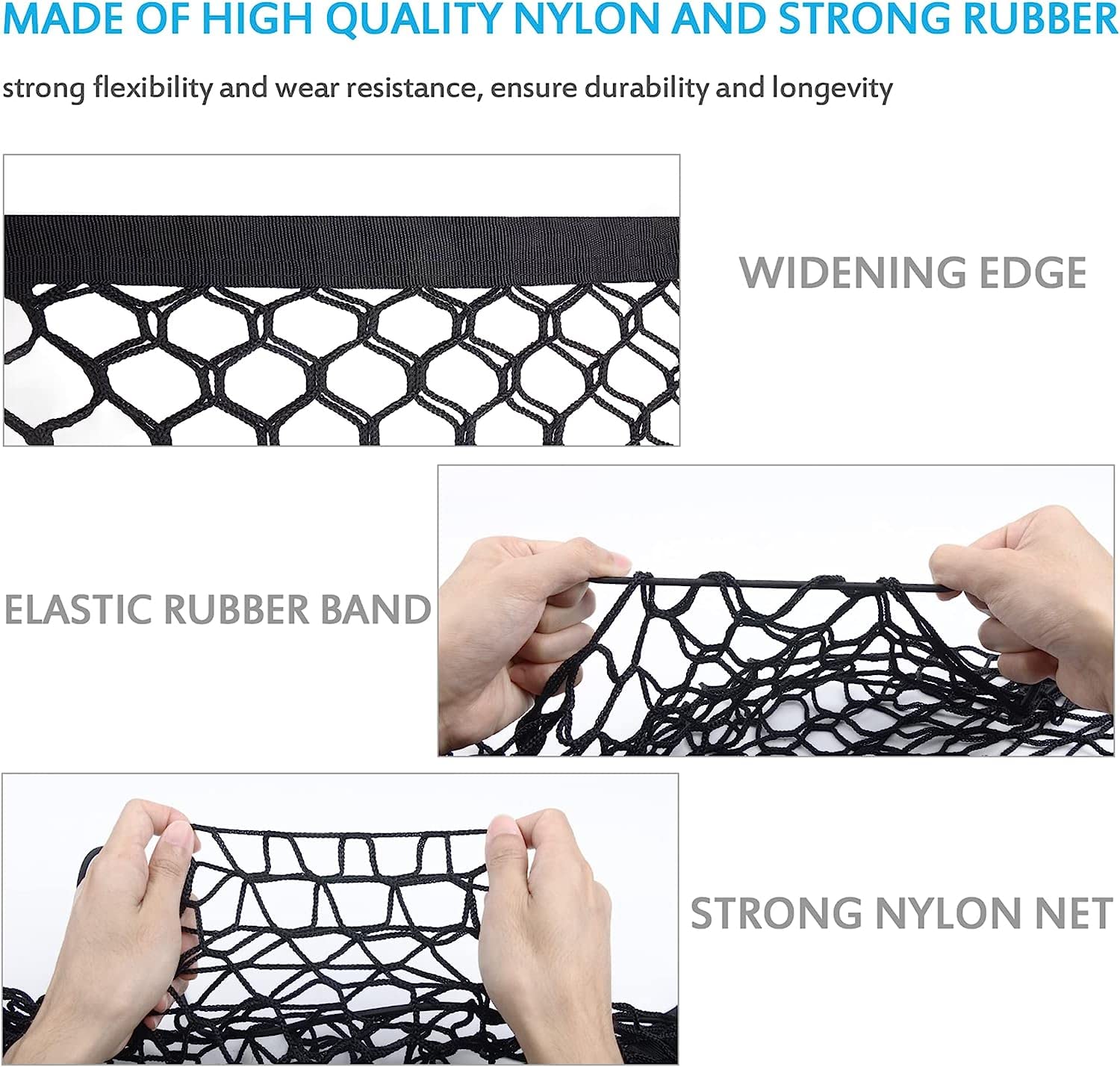 Mictuning 2-Layer Heavy Duty Suv Truck Cargo Net, 43 X 23 Inch Universal Truck Bed Net With Hooks, Adjustable Highly Elastic Sto