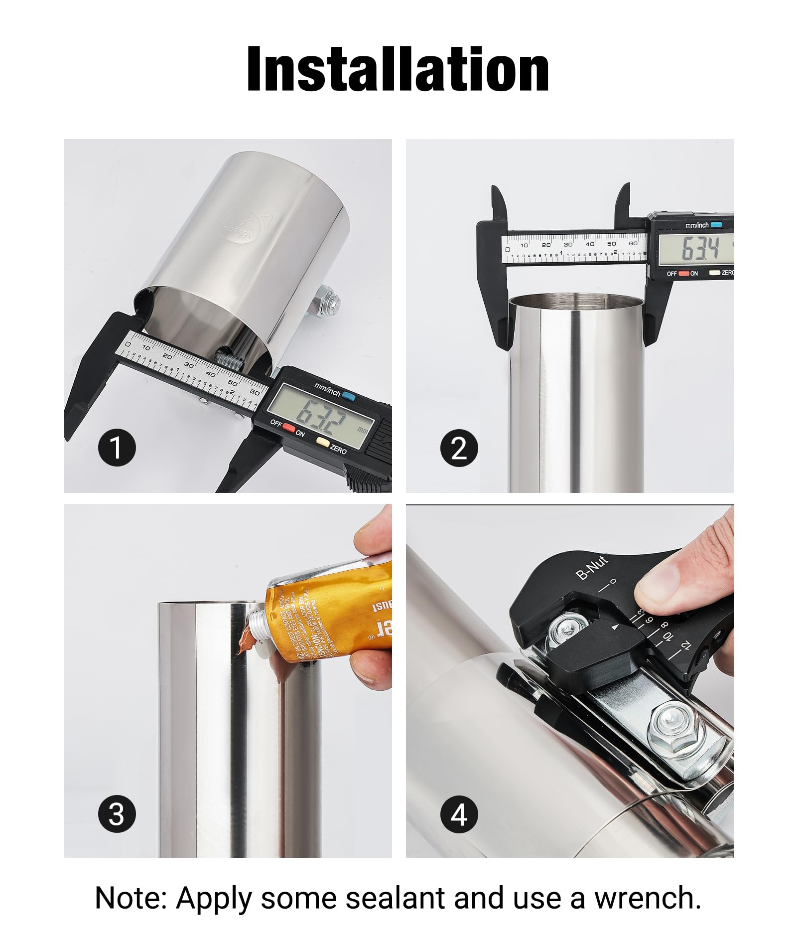 Evil Energy 4.0 Inch Exhaust Clamp,Butt Joint Band Clamp Sleeve Coupler Stainless Steel 2Pcs