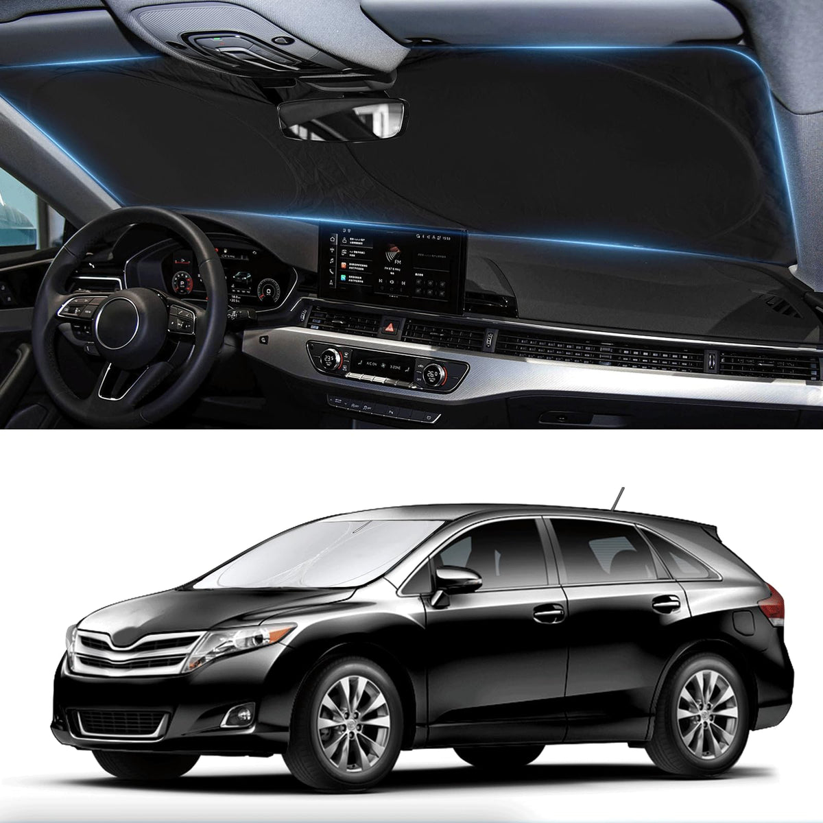 Custom Fit Venza Windshield Sunshade For 2021 2022 2023 2024 2025 Toyota Venza, Le, Xle, Limited, Suv Accessories Front Window 2