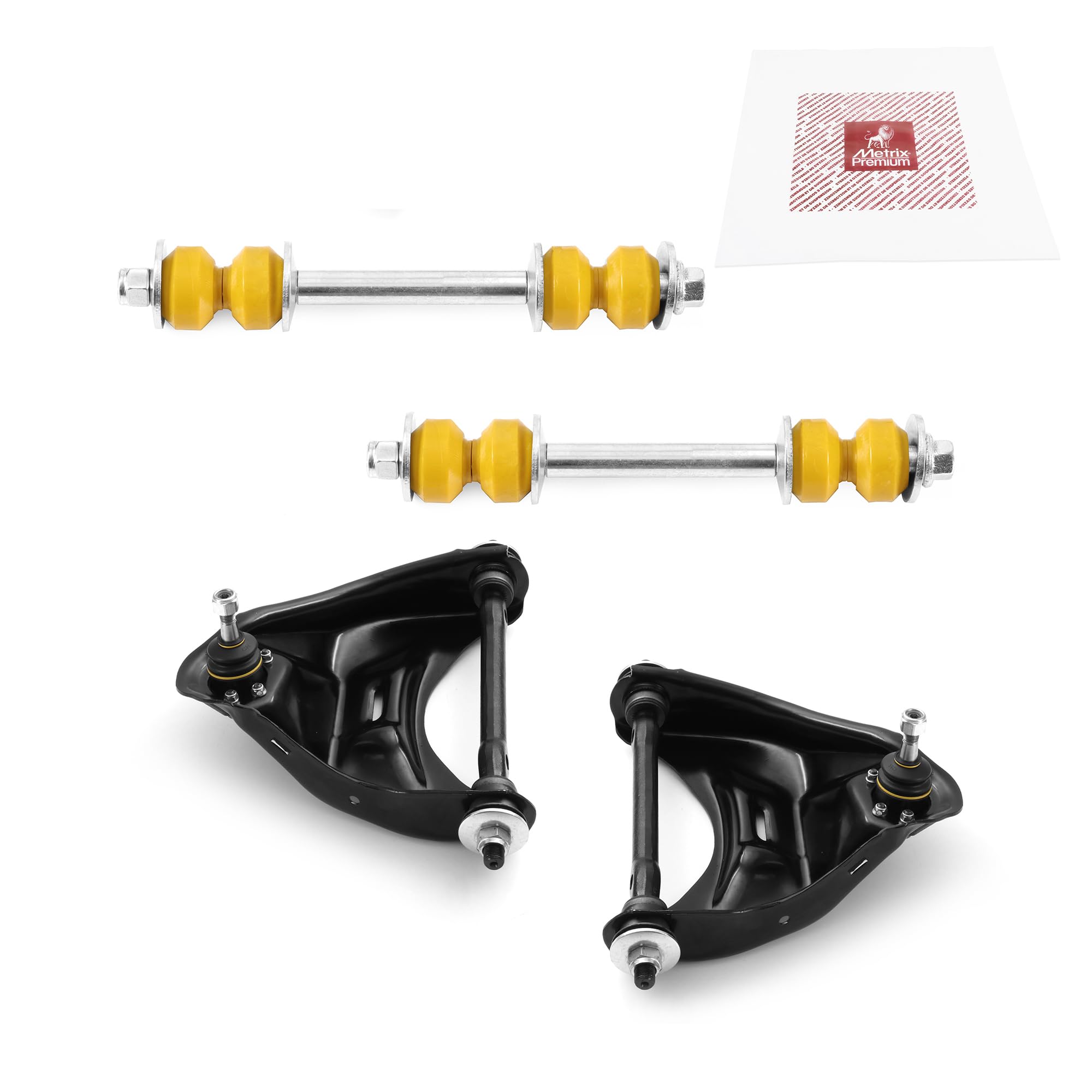 Metrix Premium Chassis Parts - 4 Pc Front L/R Upper Control Arm & Front Sway Bar Stabilizer End Link Kit Fits 82-87 Buick Regal,