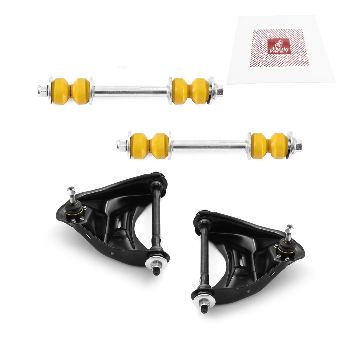 Metrix Premium Chassis Parts - 4 Pc Front L/R Upper Control Arm & Front Sway Bar Stabilizer End Link Kit Fits 82-87 Buick Regal,