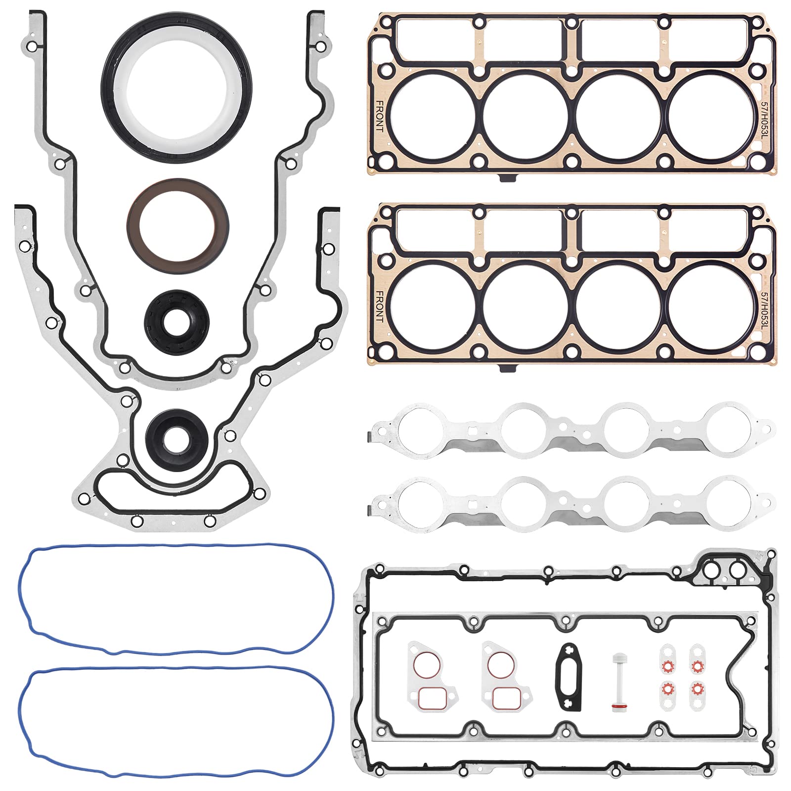 AUTOBABA GEN 3 III LS Gasket Set Kit & LS Head Gaskets Compatible with 1999-2010 GM Chevy Silverado GMC Sierra 1500 2500 Engine 