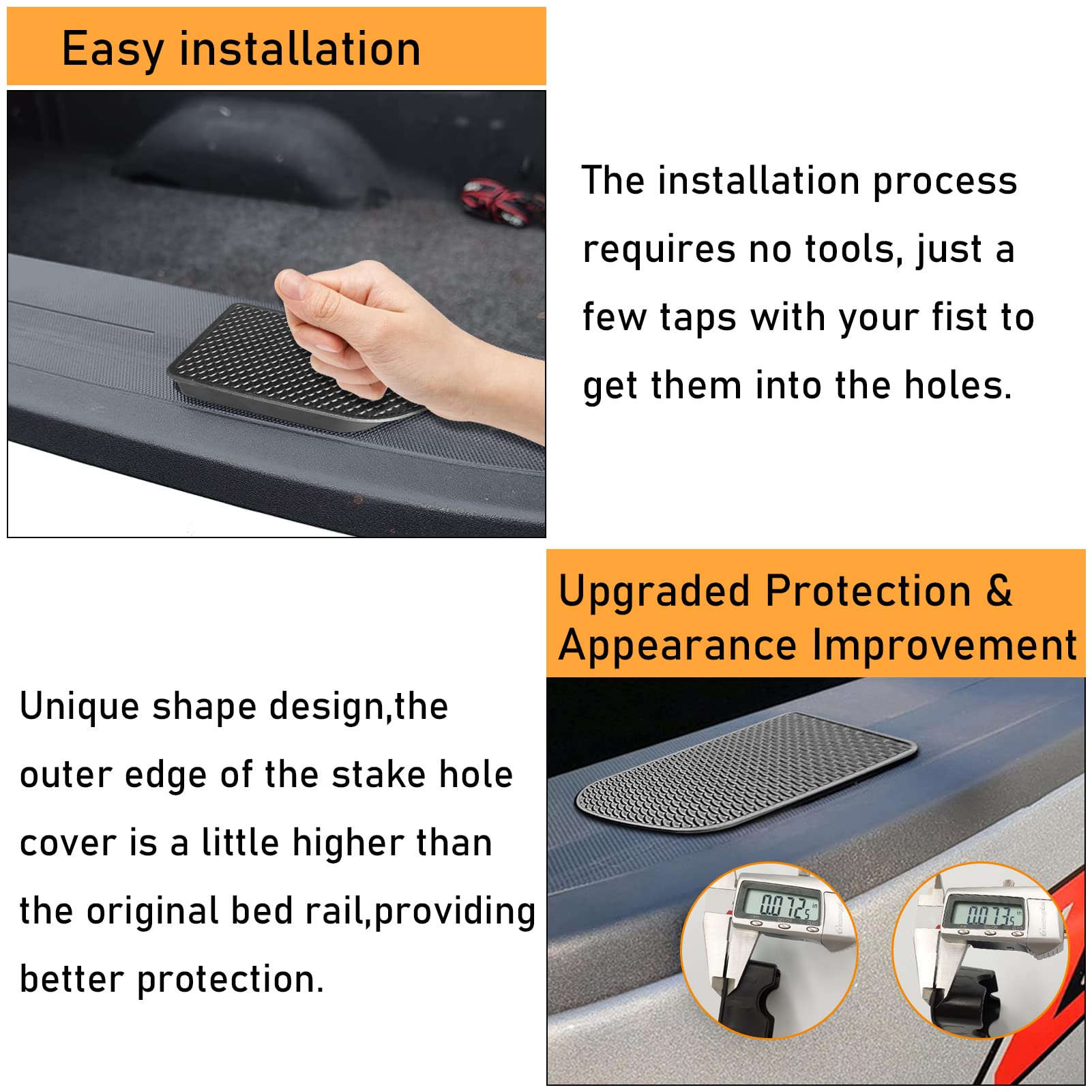 Moonlinks Bed Rail Stake Pocket Covers Compatible With Gmc Sierra 1500/Chevy Silverado 1500 2019-2024 & Silverado/Sierra 2500/3500 Hd 2020 2021 2022 Truck Tonneau Covers Stake Holes Caps Plugs(2 Pcs)