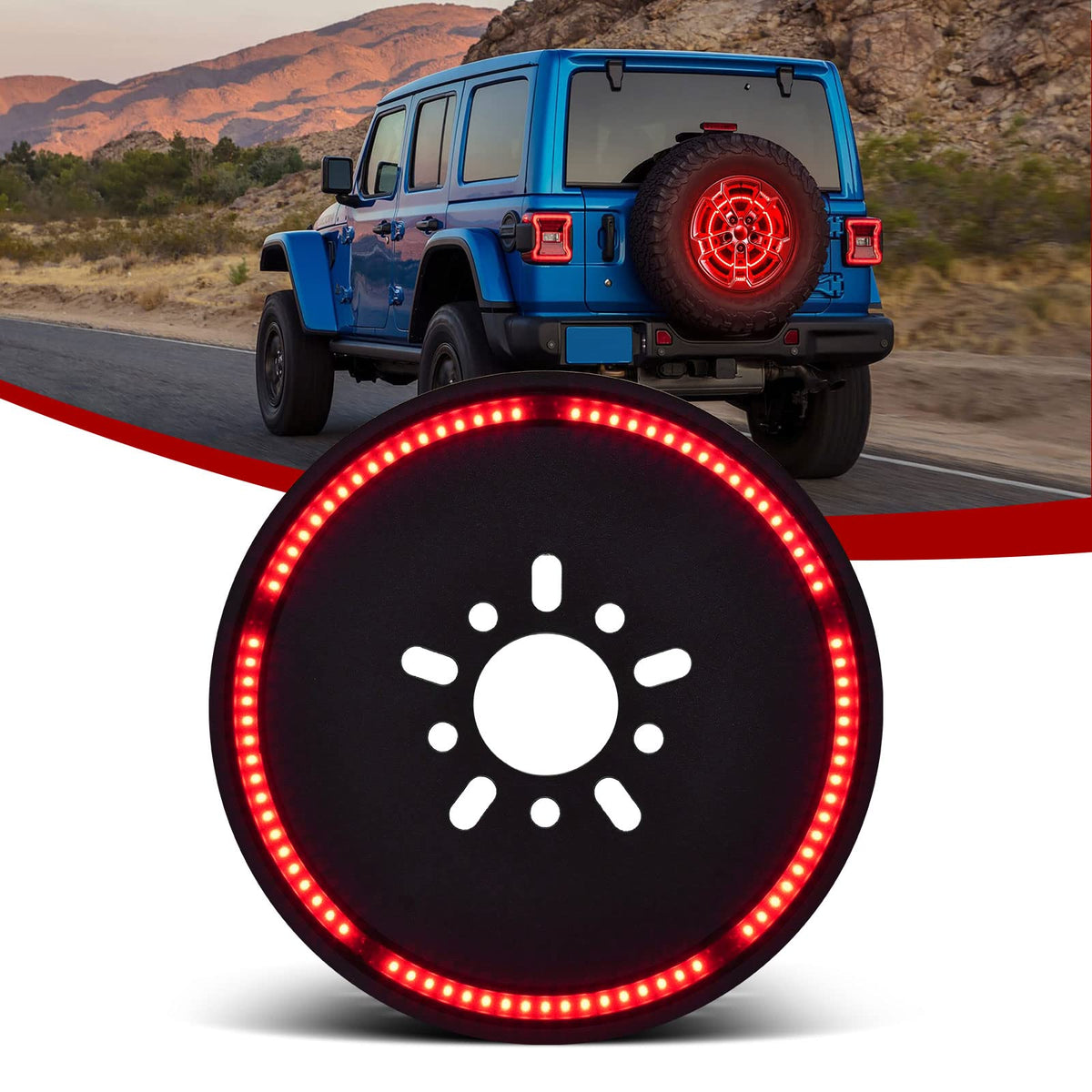 Yitamotor Spare Tire Brake Light Wheel Light Third Brake Light Led Ring Rear Wheel Tail Lamp Compatible With Wrangler 2007-2018