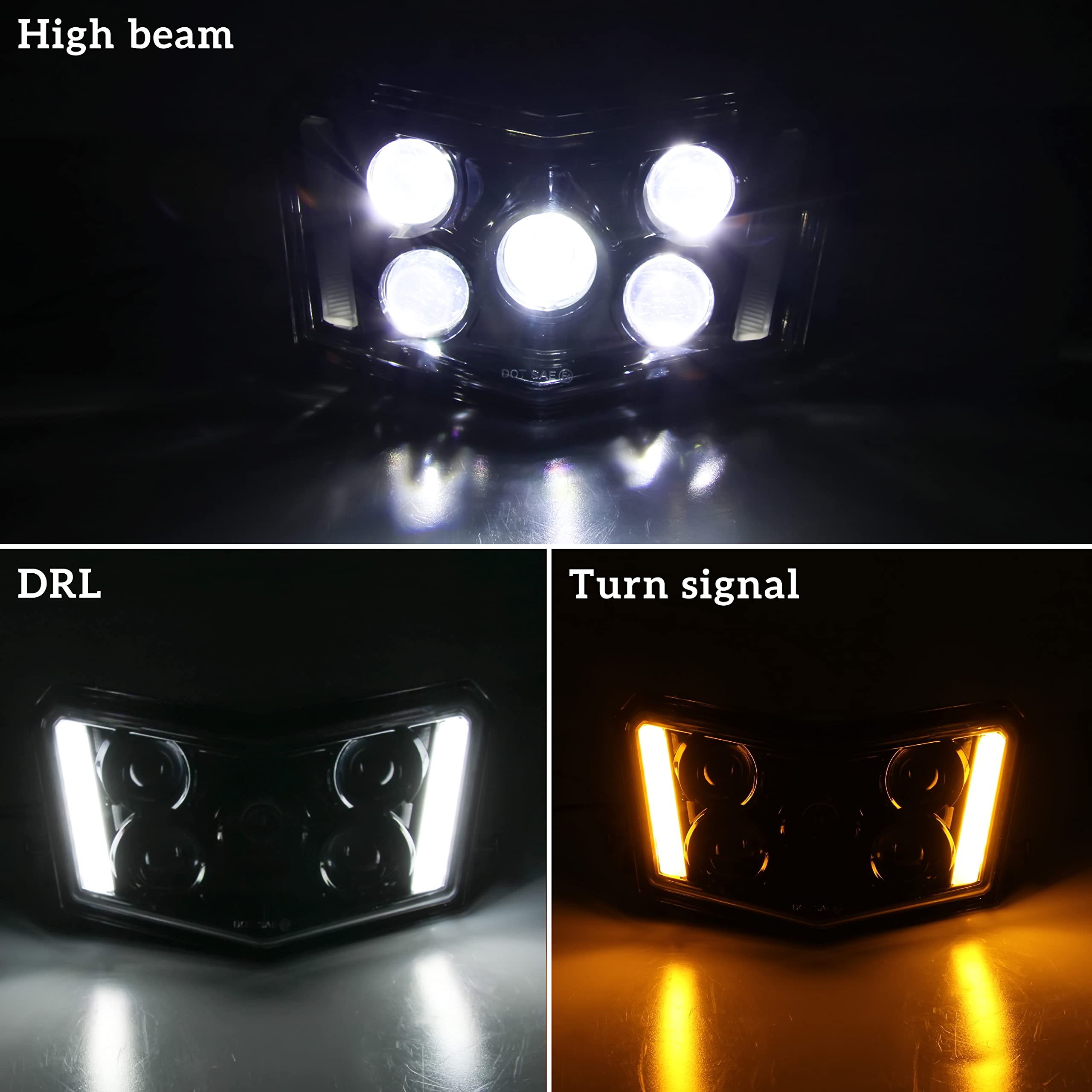 SAUTVS LED HeadLight Assembly for Polaris Sportsman 17-25, LED Head light Front Lamp with High Beam DRL Turn Signal Light for Po