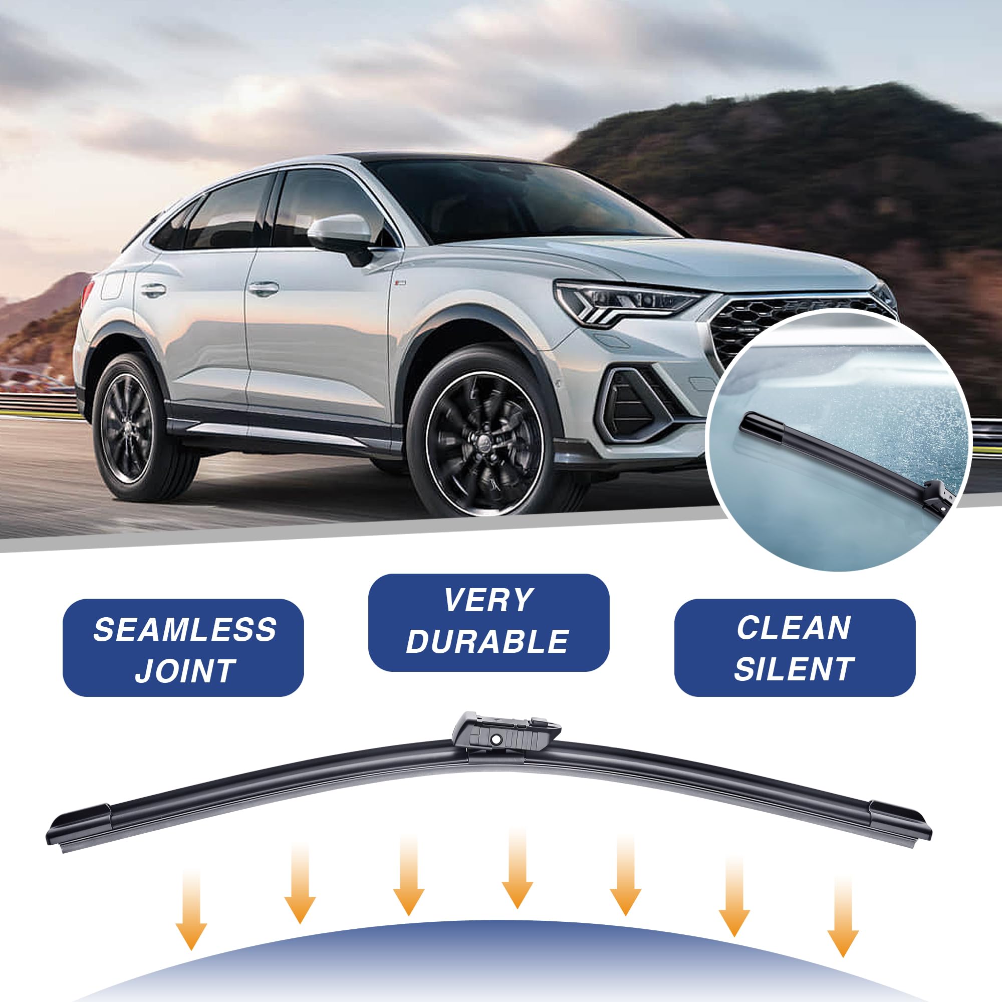 22''+22'' Wiper Blades Replacement For Chevy Silverado/Gmc Sierra 2014 2015 2016 2017 2018 (Set Of 2) Quiet And Durable Stable A