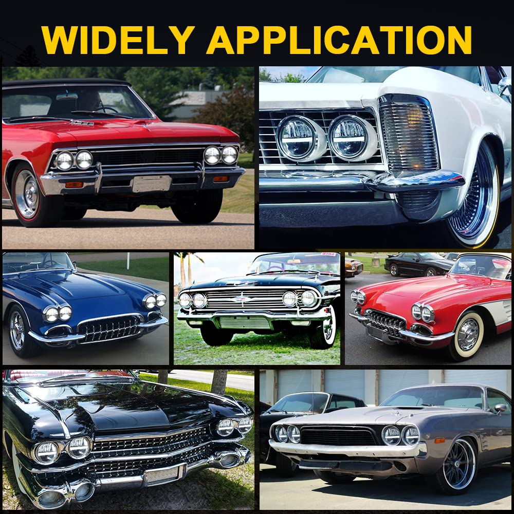 4Pcs 5.75 Inch Round Led Headlights Dot Approved Sealed Beam 45W 5-3/4' Hi/Lo Beam Drl Headlamp Replacement For Chevelle/Firebird/Corvette/Pontiac/Coronet/Semi/Impala/Thunderbird, H5006