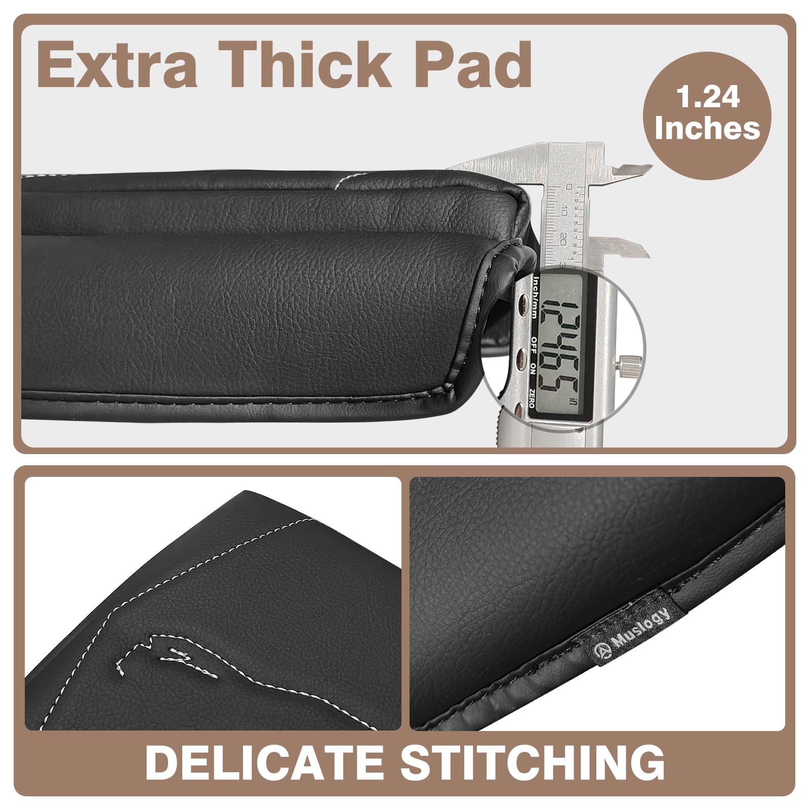 Muslogy Center Console Armrest Cover Compatible With 2024+ Toyota Tacoma 2025+ 4Runner Accessories Armrest Lid Protector Vegan L