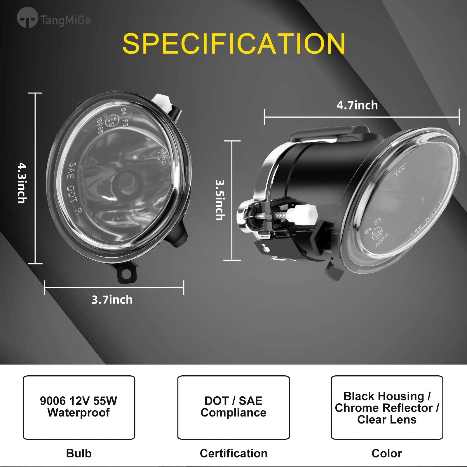 TangMiGe Fog Lights Lamps for 2000-2006 BMW (E46 M3 E39 M5) / 3 Series (320i 323i 325i 325xi 330i 330xi Sedan w/Sport Package, 3