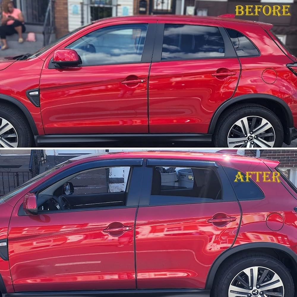 Deebior 94076 Side Window Wind Deflector,4pcs Outside Mount Style Shade Sun Rain Guards Set,Dark Smoke Window Visors fit for 200