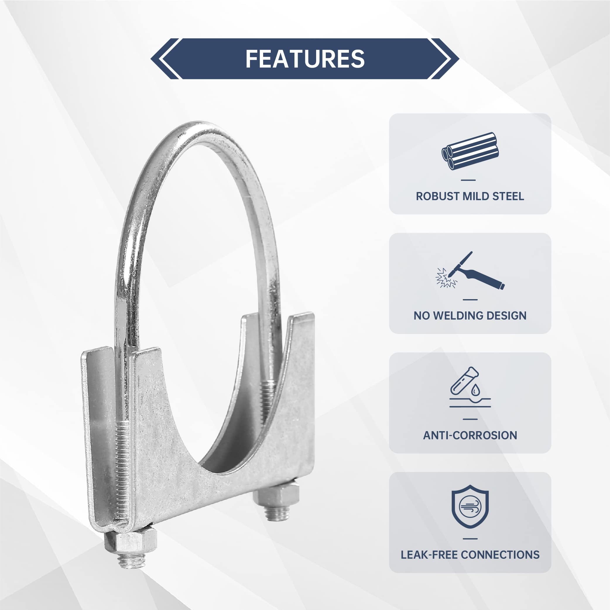 Batoneco 3.5'' U Bolt Clamp, Muffler Exhaust Clamps,3-1/2 Inch Saddle Style Heavy Duty Mild Steel(4-Pack)