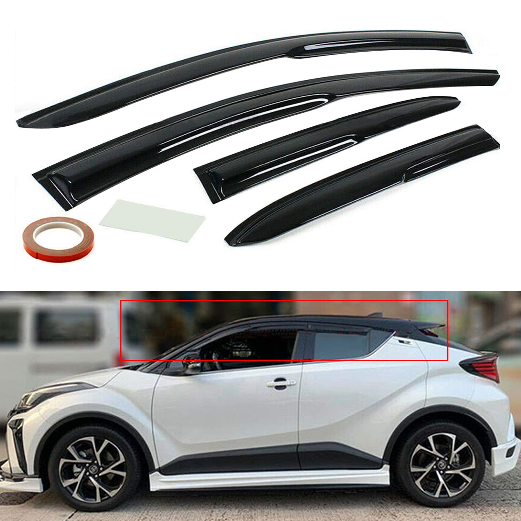 Munirater Side Window Visors Deflectors Rain Guard Replacement For 2017-2020 Toyota C-Hr Chr