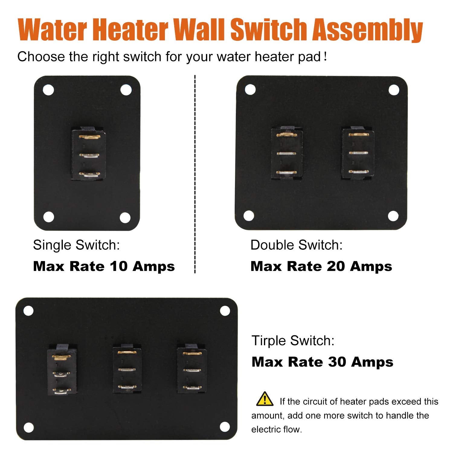 Facon 12Volts Switch Box Panel, 30Amps Rocket On&Off Switch With Red Indicator Light For Rv Tank System, Ip66 Waterproof Control Gang Kit System For Rv Tank Heating Pad