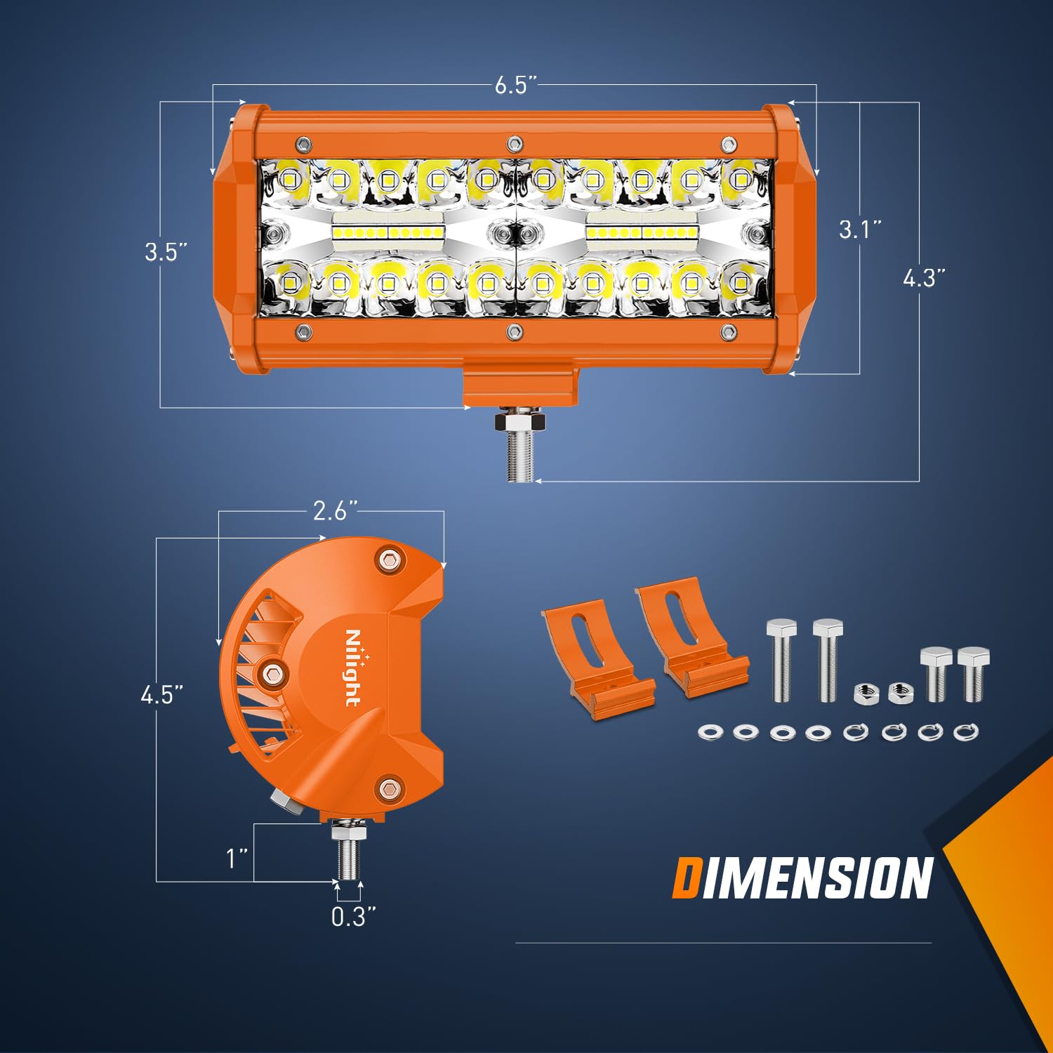 Nilight Led Light Bar 2Pc 6.5Inch 120W Flood Spot Combo Triple Row Driving Lamp Roof Bumper Off Road Work Lights For Van Camper