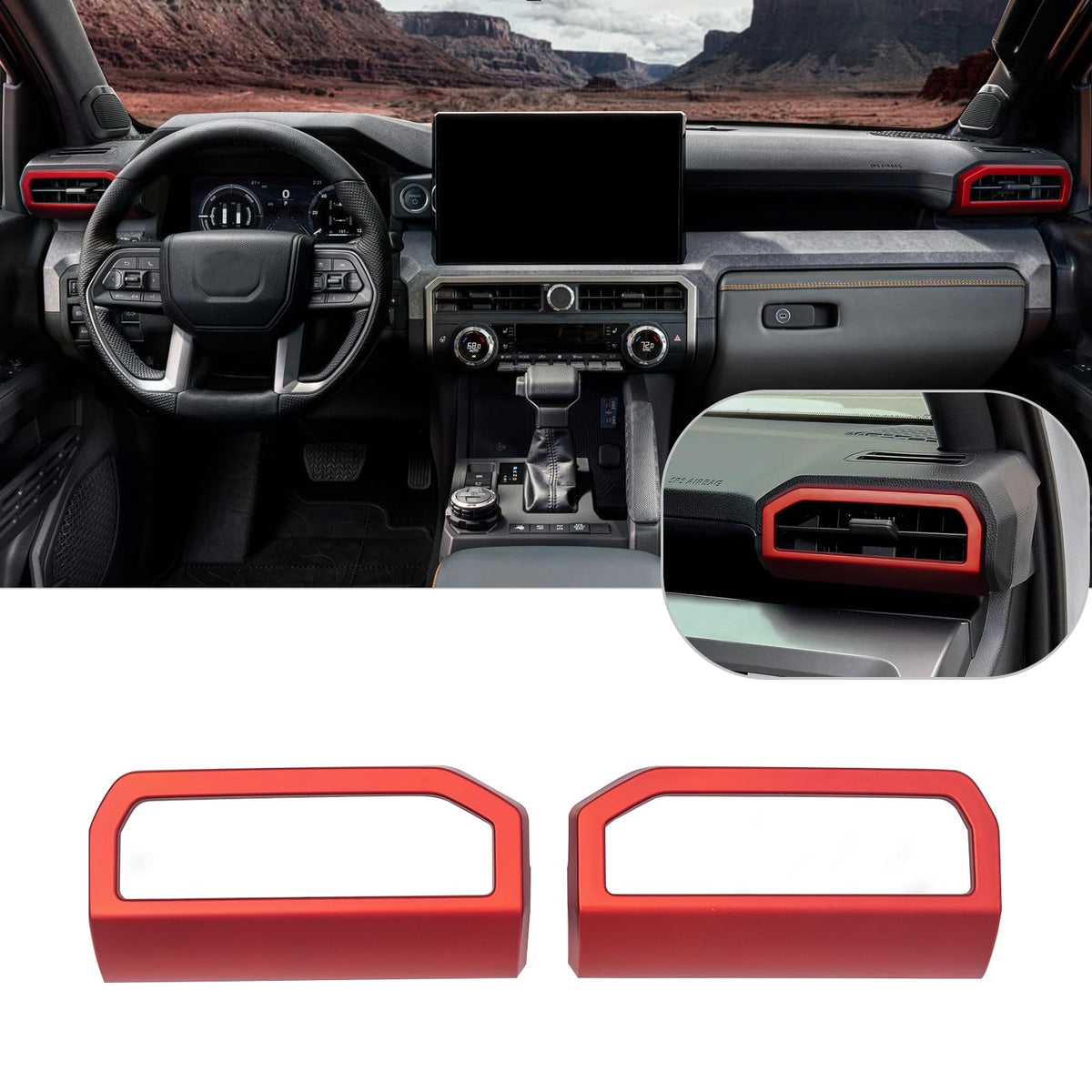 Jdmcar Dashboard Side Air Vent Outlet A/C Decorative Cover Trim Compatible With 2024 2025 Toyota Tacoma And 2025 Toyota 4Runner