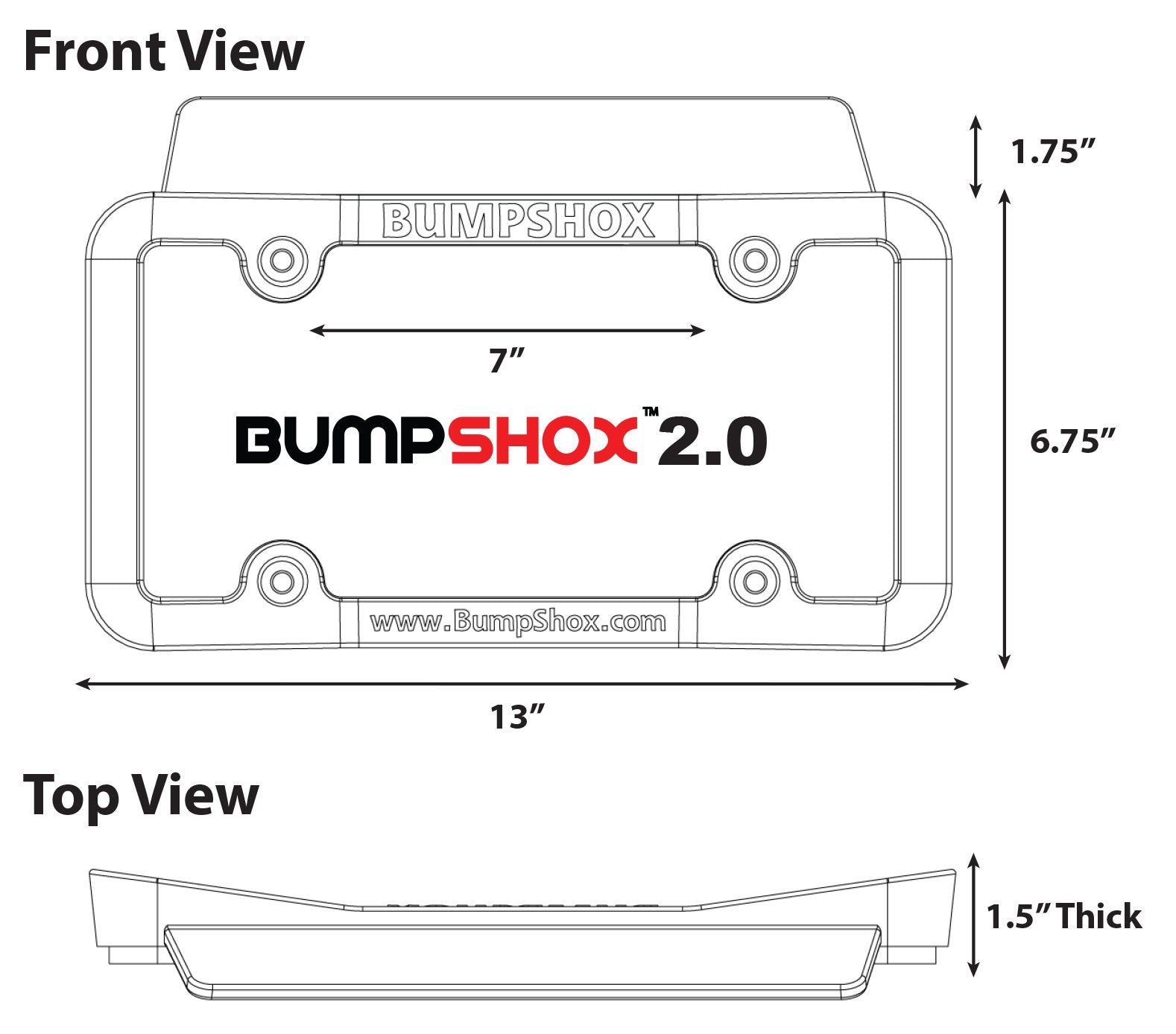 BumpShox - The Original Front Bumper Guard & Front Bumper Protection License Plate Frame. Tougher Than Steel! (BumpShox 2.0 (1.5