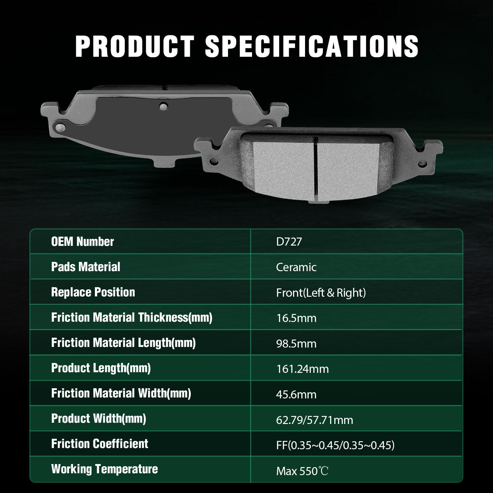 Automuto 4Pcs Front Ceramic Disc Brake Pads Set D727 For Chevrolet Classic Malibu For Oldsmobile Alero Cutlass For Pontiac Grand