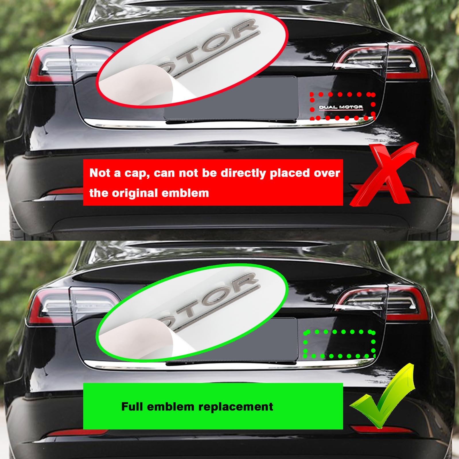 Yhcdsea Dual Motor Badge Emblem Sticker Plaid Decor Compatible For Model 3 Y X S Accessories (Matt Black-Red Line)