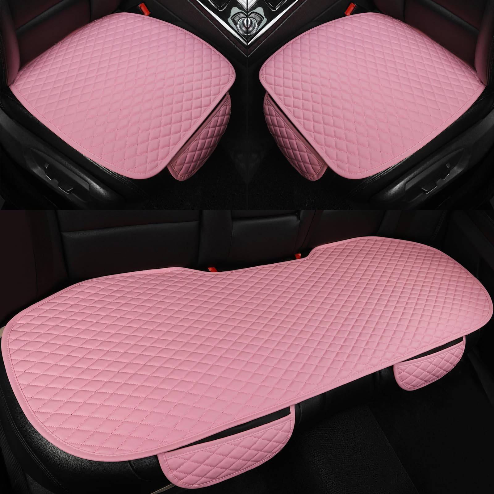 West Llama Pu Leather Car Seat Bottom Covers Protectors Include 1 Pair Front Driver Seat Pad Mat And 1 Rear Bench Cover Universa
