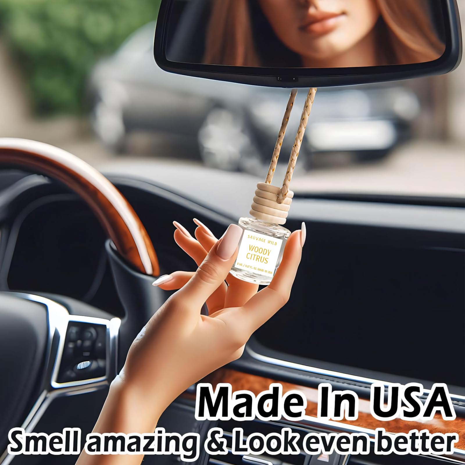 Car Air Freshener Diffuser 2 Pack, Hanging Air Freshener Woody Citrus Essential Oil Diffuser, Car Fresheners For Women And Men,