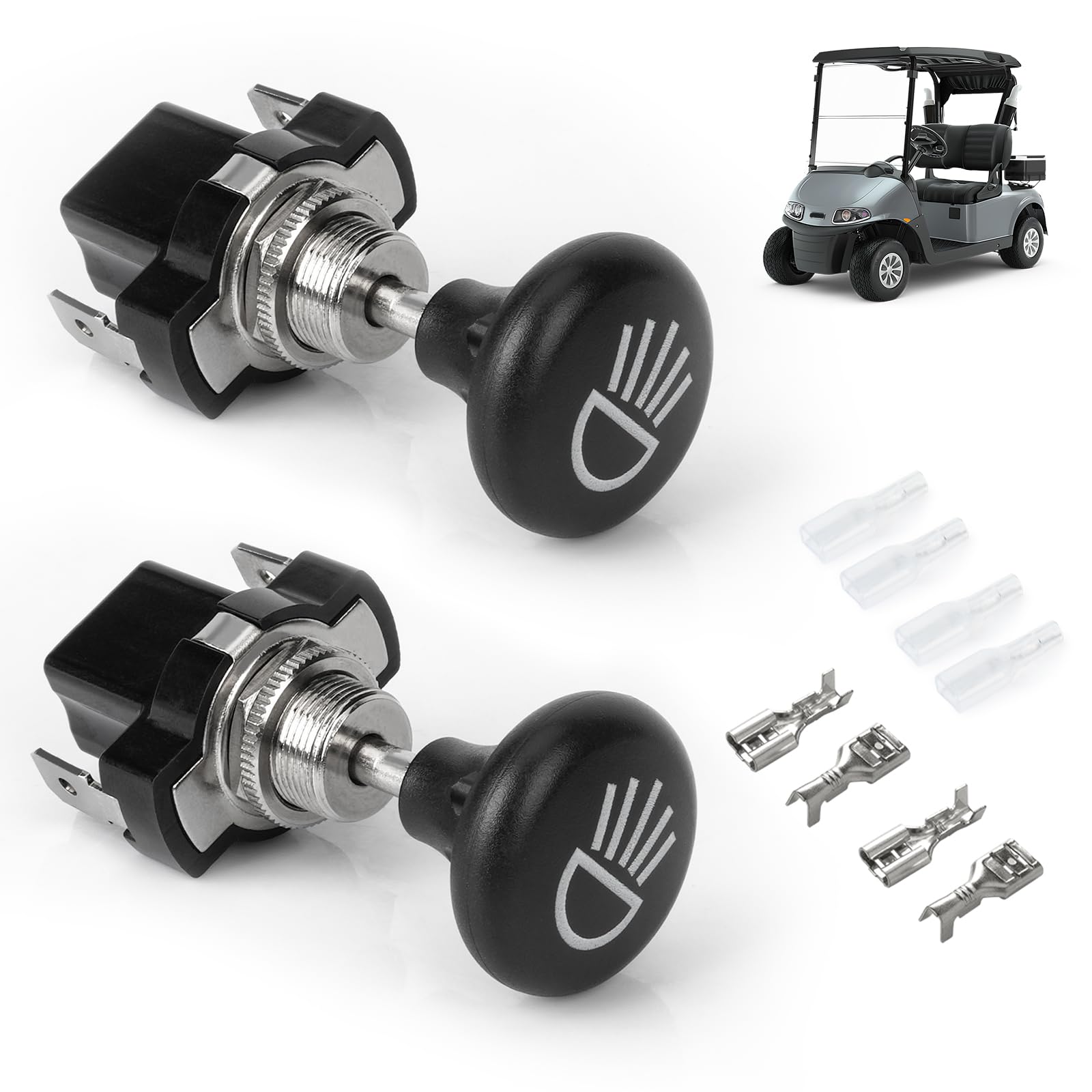 Panglong Universal Golf Cart Light Switch, Push Pull Headlight Switch Button-12Volt - 2Pcs Replace For Golf Cart Club Car, Yamah
