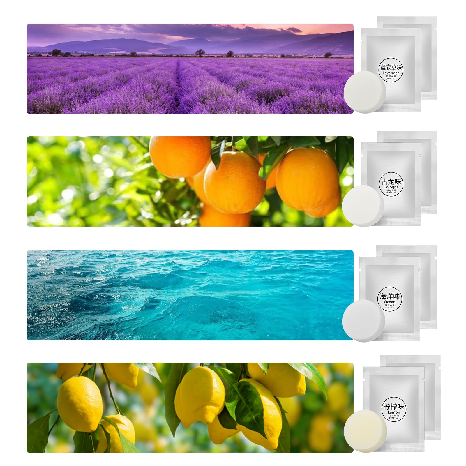 8 Packs Car Air Vent Clips Freshener Refills Solid Fragrance Replacement Pads, Long Lasting Fresheners For Cars(4 Scents Include