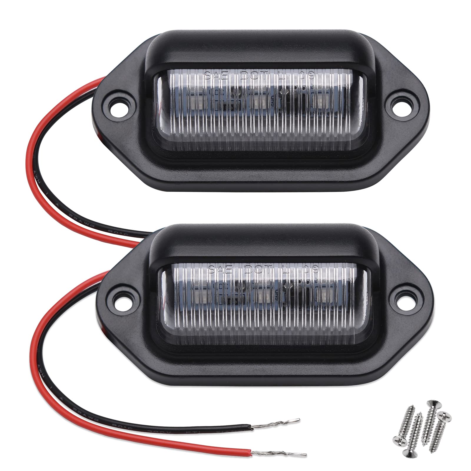 2Pcs Blue Led License Plate Light, 12V-24V Dc Waterproof 6-Smd License Plate Lamp Taillight, Universal For Truck Suv Trailer Van