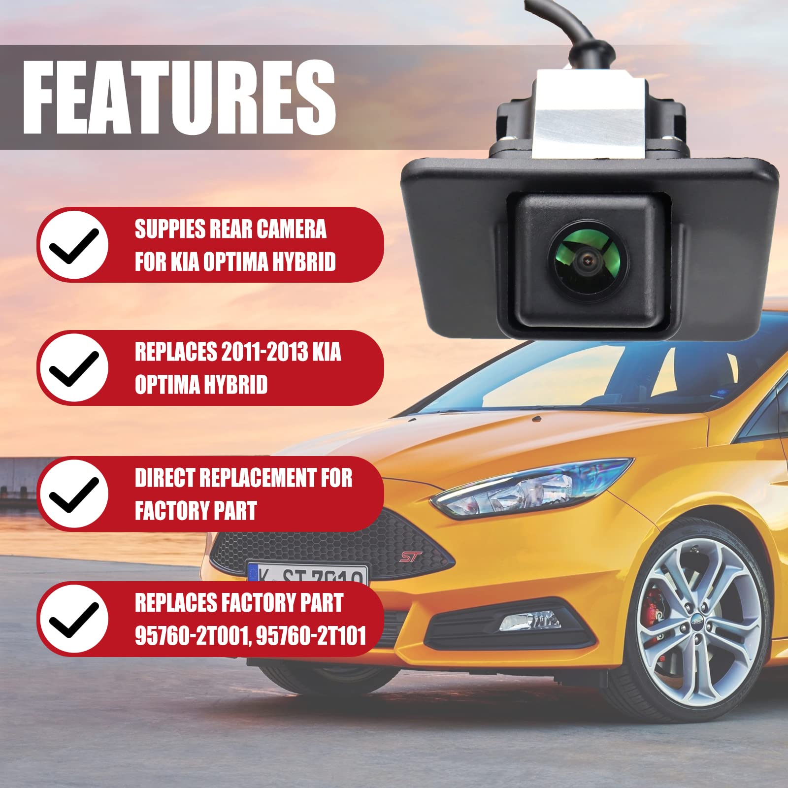 Fexon Rear Backup Reverse Camera Rear View Parking Camera Compatible With 2011 2012 2013 Kia Optima Hybrid 2.0L 2.4L Replaces# 9