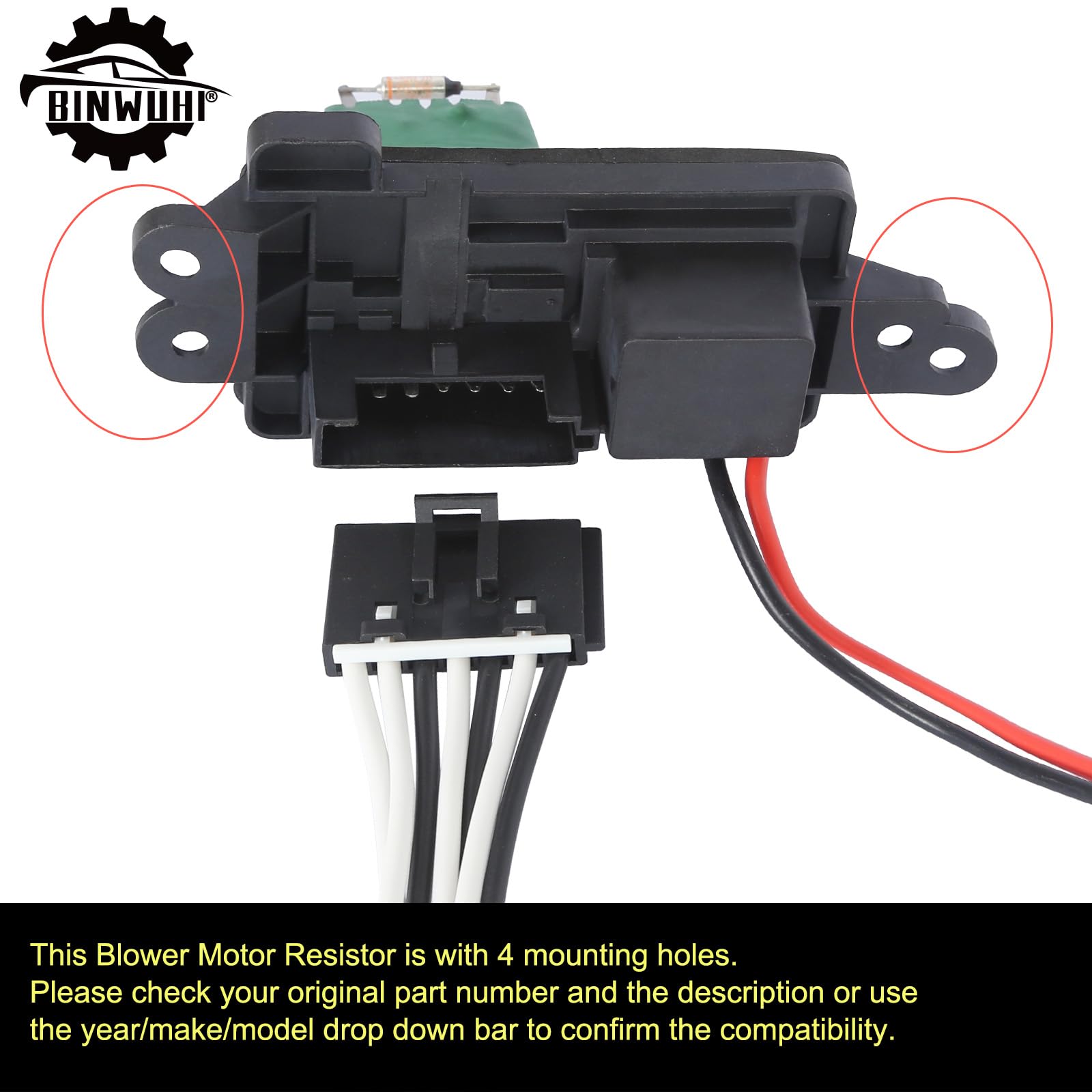 BINWUHI HVAC Fan Blower Motor Resistor Kit with Harness Compatible with The Following Models: 2002-2009 Chevy Trailblazer GMC En