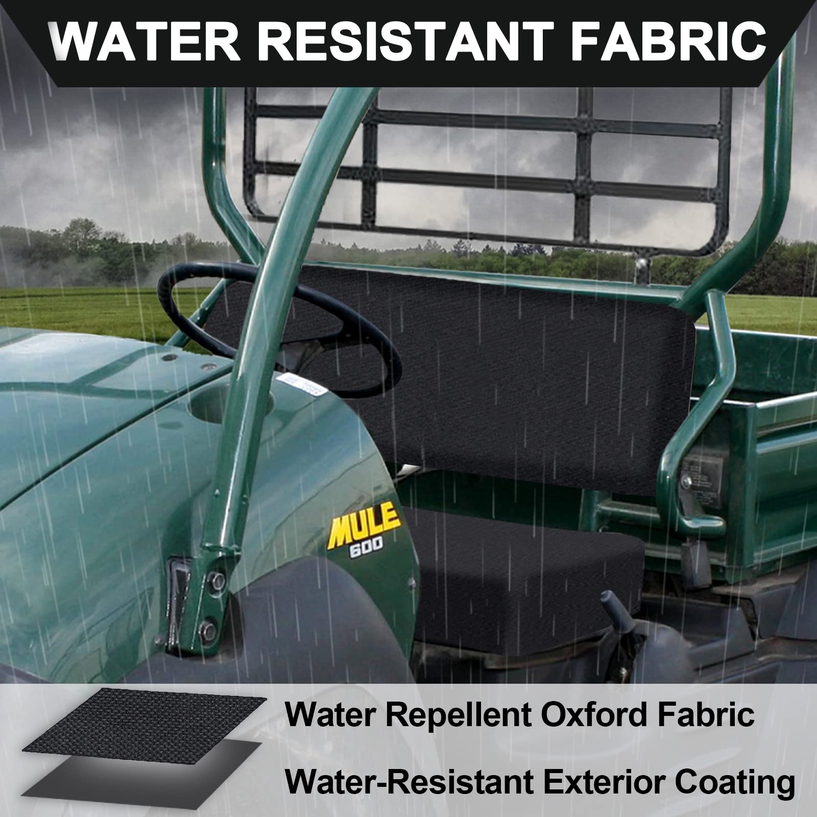 Starknightmt Mule Bench Seat Cover - Waterproof Seat Covers Compatible With Kawasaki Mule 600 610 Mule Sx Utv Mule Seat Cover Accessory Part