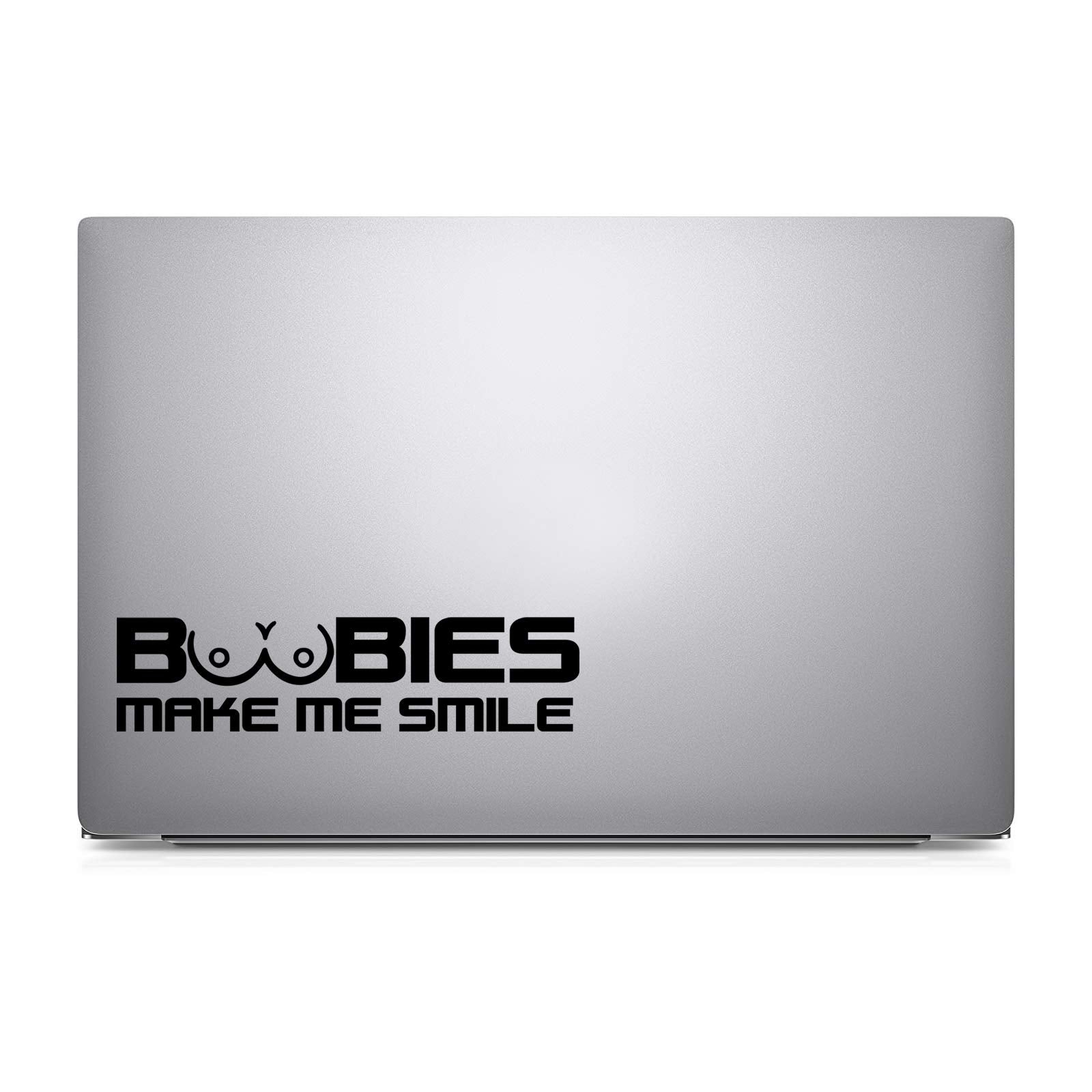 Bargain Max Decals Crawford Graphix Rude Funny Boobies Make Me Smile 6 Black Bumper Sticker Decal for Car, Van, Bike