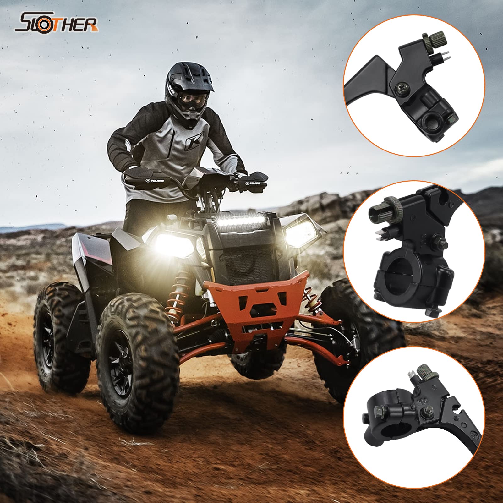 7/8'' Left Hand Brake Lever Replacement for Polaris Scrambler 90 90X Predator 90 Sportsman 90 110 Phoenix 200 Outlaw 90 110 EFI