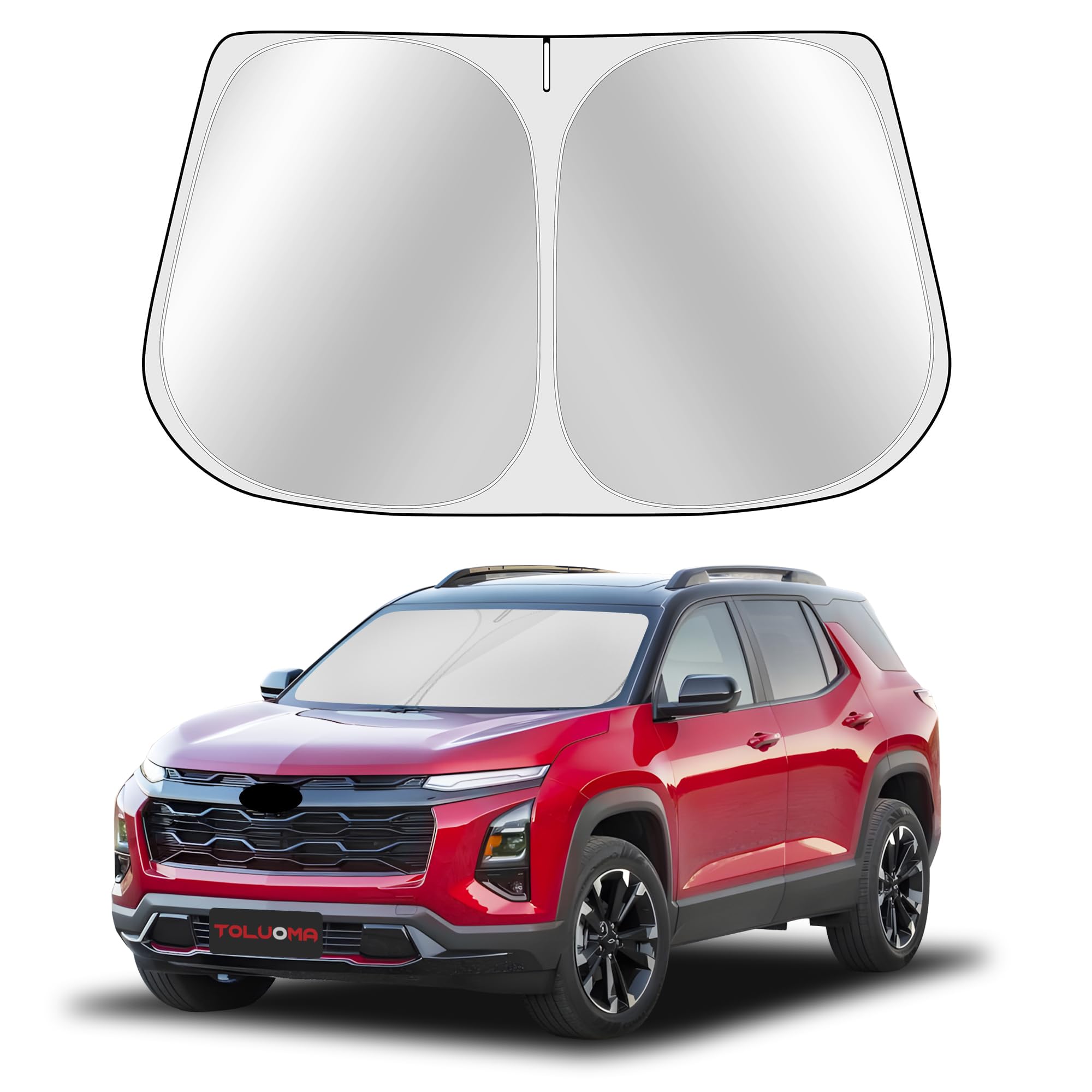 Toluoma Custom Fit Windshield Sun Shade For Chevy Equinox 2025 - Full Coverage, 210T Reflective Fabric, Double-Layer Design - Bl