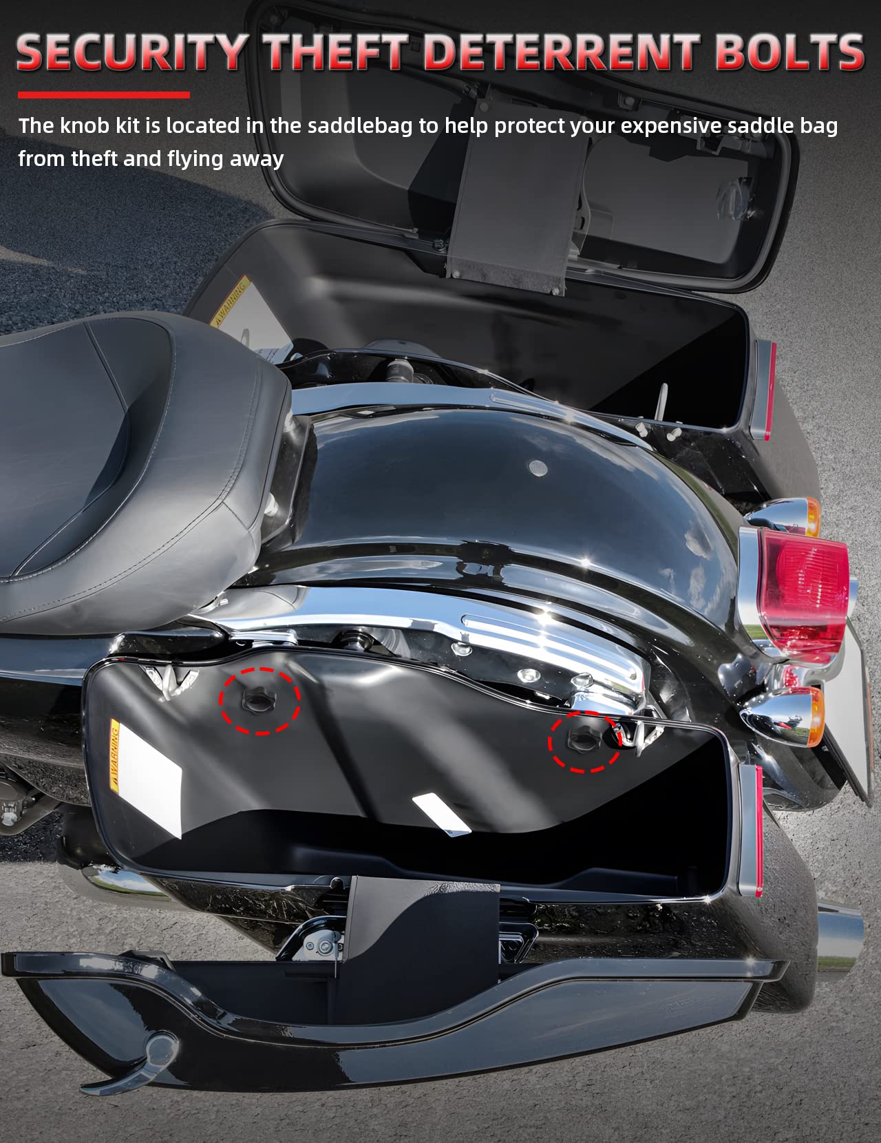 Amazicha Theft Deterrent Saddlebag Locks Saddle Bag Lock Black Fit For Harley Davidson Touring Street Glide, Electra Glide, Road King, Road Glide 1988-Later