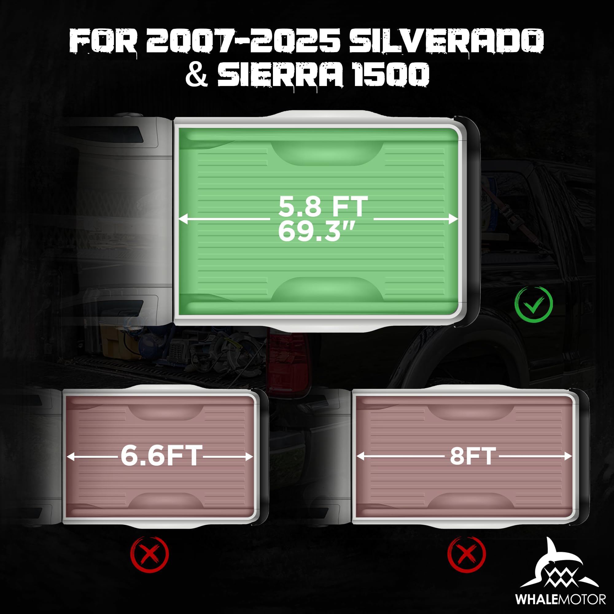 Truck Bed Tonneau Cover Compatible With Chevy Silverado & Gmc Sierra 1500 2007-2025 5.8 Ft Box(No Carbonpro Bed), Soft Roll Up S