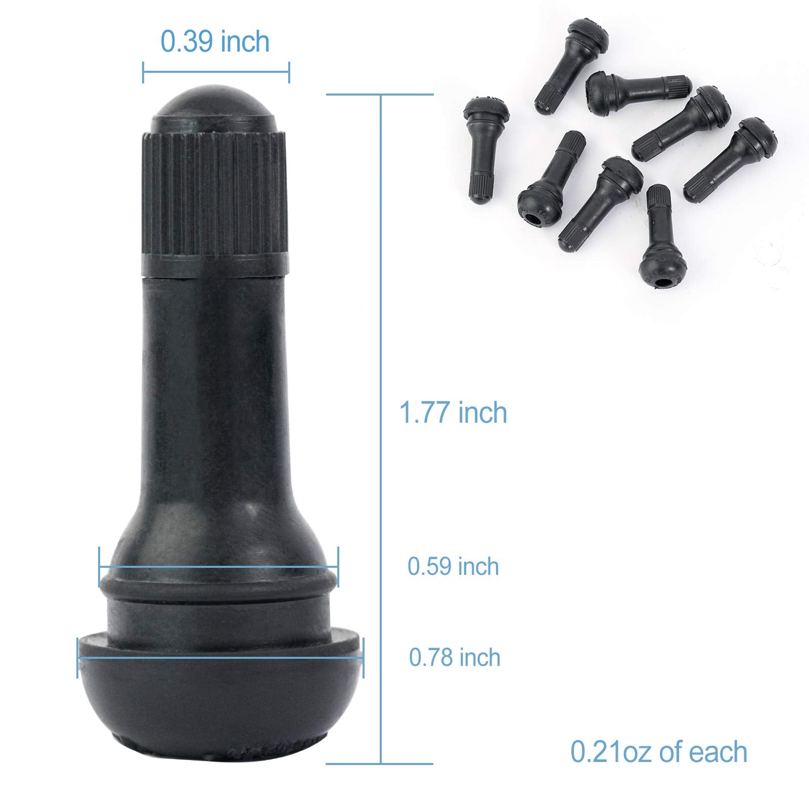 Aoerzn 8Pcs Premium Tr413 Tubeless Tire Valve Stems, Black Rubber Snap-In Tire Valve Stem, Universal For Tubeless 0.453 Inches 1