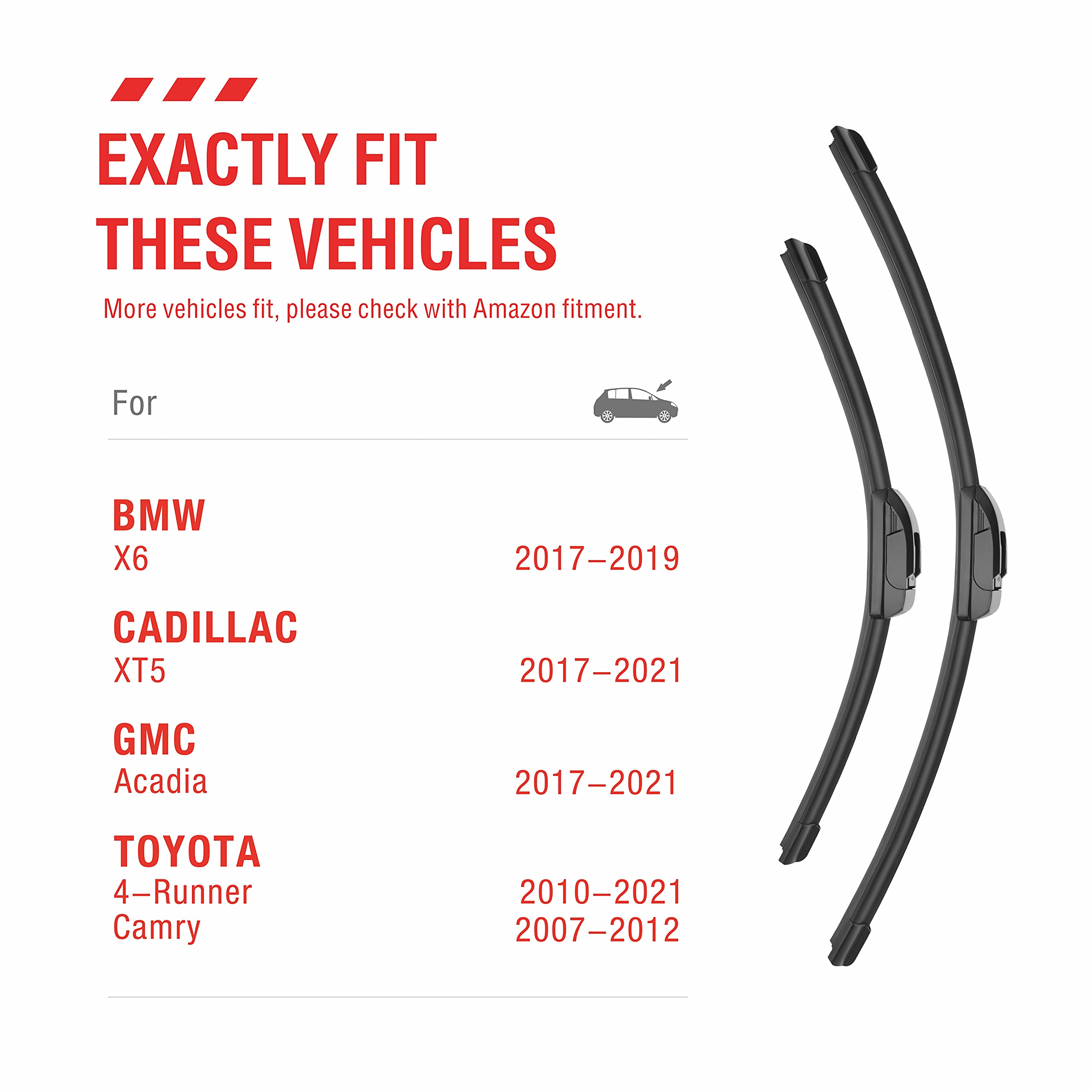 Oem Quality Performance Premium Wiper Blades 24 20,All-Season Auto Replacement Windshield Wiper Blades,Fit Gmc Acadia 2017-2021,