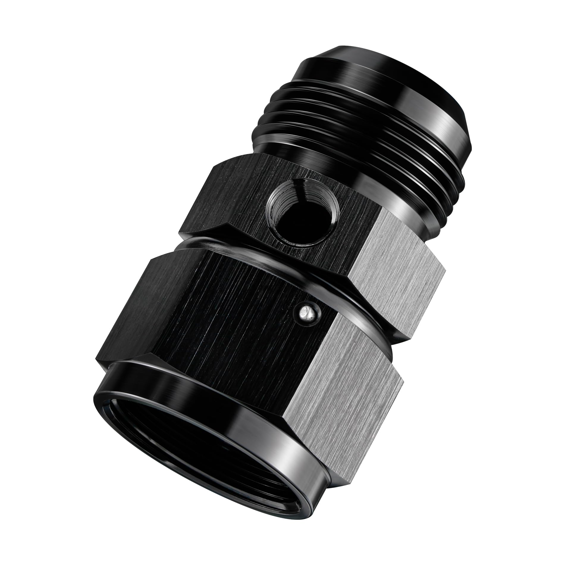 Evil Energy 16An Male Flare To -16 Female Swivel With 1/8 Npt Gauge Port Fuel Pressure Take Off Fitting Adapter Aluminum