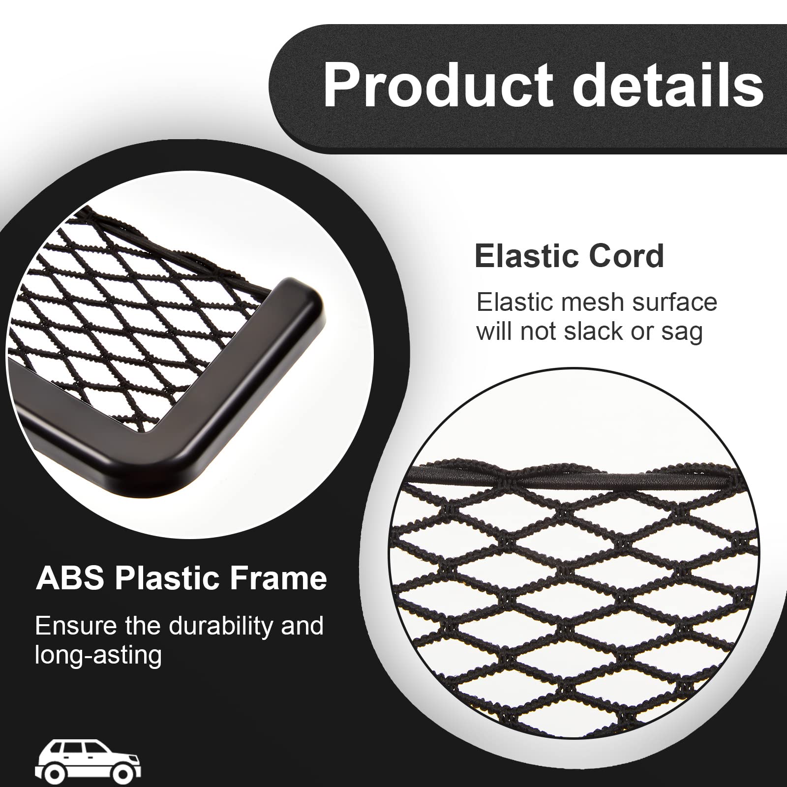 2 Pieces Abs Plastic Frame Car Storage Net Bag Phone Car Mesh Net Holder Rv Storage Boat Cargo Pocket Organizer Framed Mesh Net Pocket With Screws For Auto Rv Net (8 X 3.1 Inch)