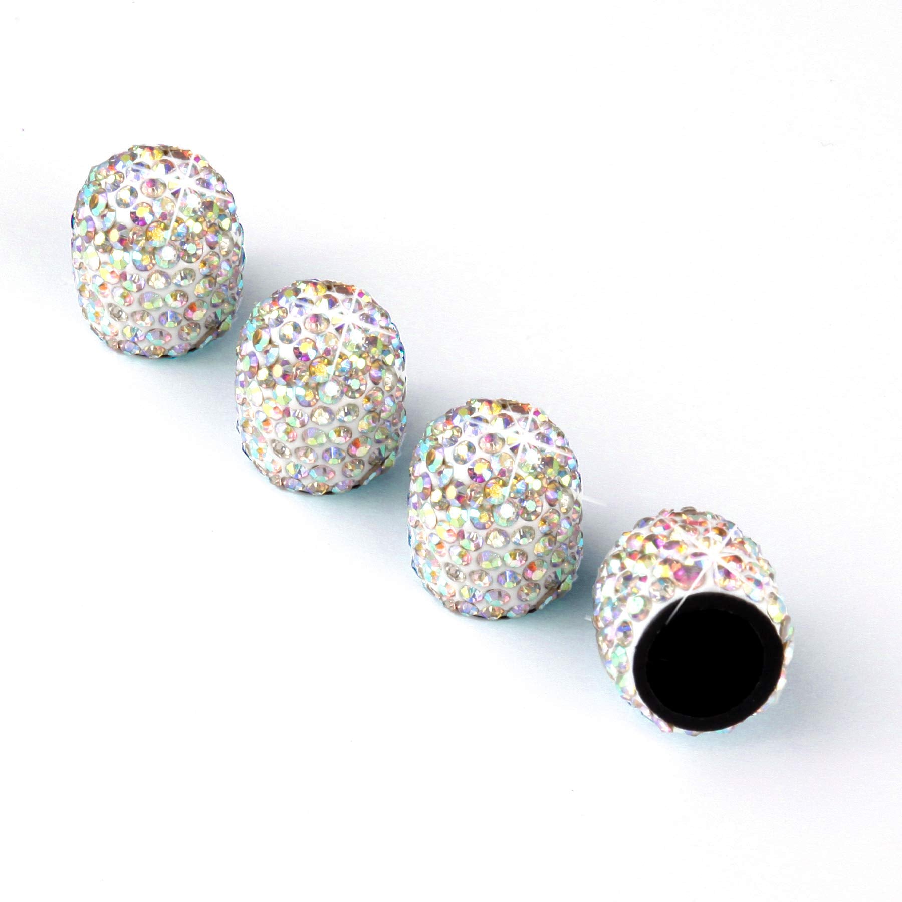 Justtop 4 Pack Handmade Crystal Rhinestone Car Tire Valve Stem Caps, Car Wheel Tire Valve, Attractive Dustproof Bling Car Accessories, Universal For Cars, Trucks And Motorcycles-Ab Color